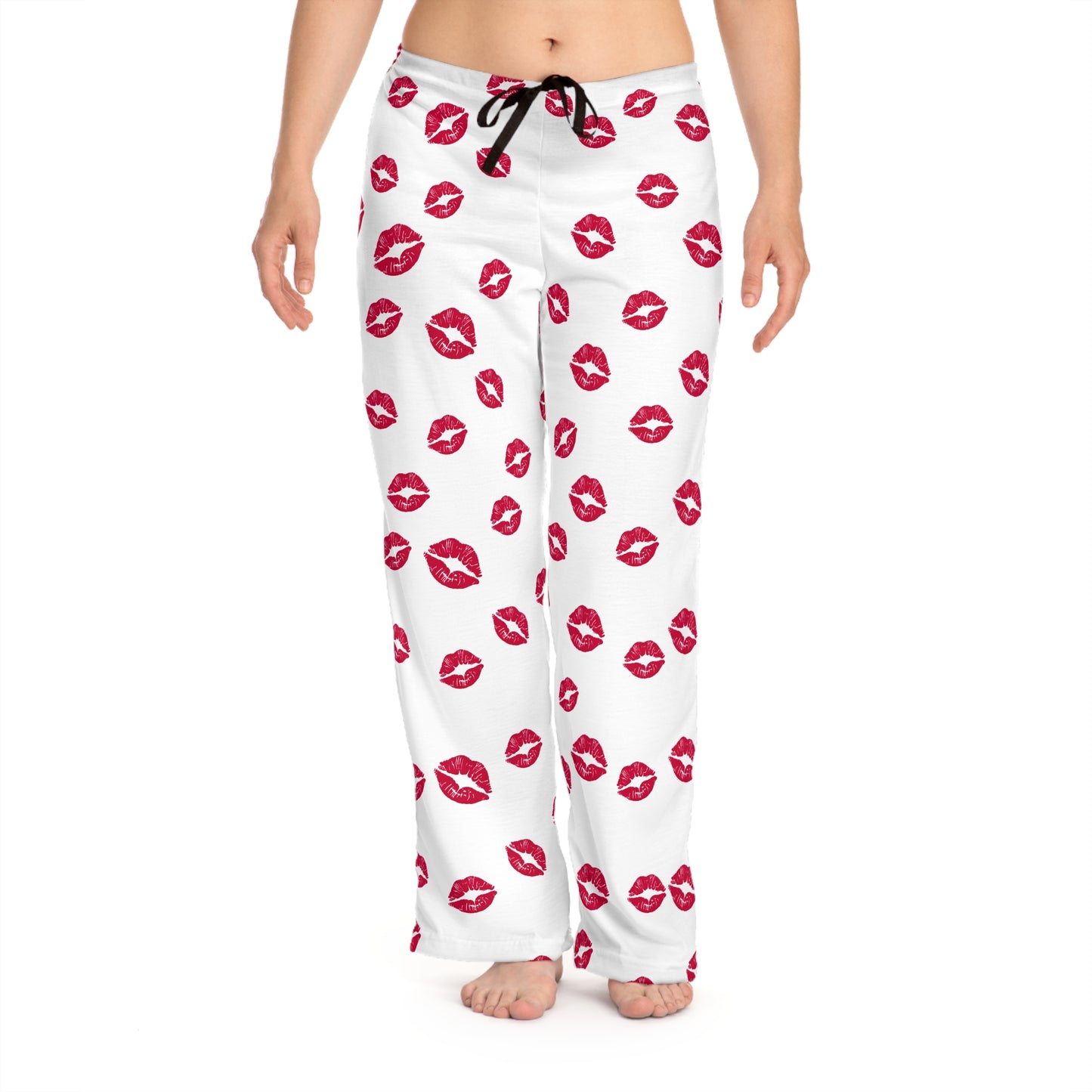 Cutest Kiss Print Women's Pajama Pants: Flirty Loungewear for Sleepovers, Valentine's Day, Cozy Nights, and Relaxing