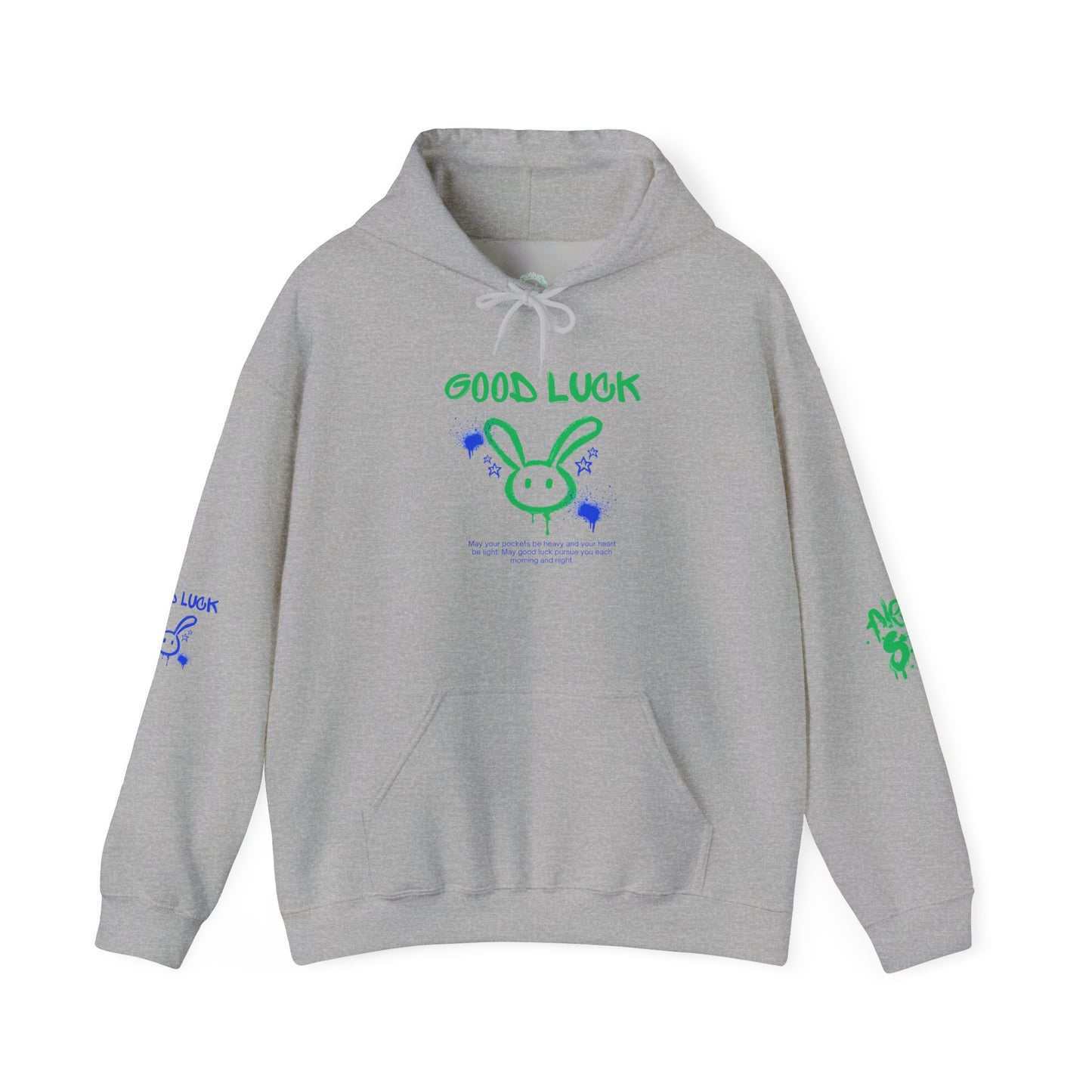 Good Luck Never Stop Unisex Heavy Blend Hooded Sweatshirt | Lucky Easter Bunny Design