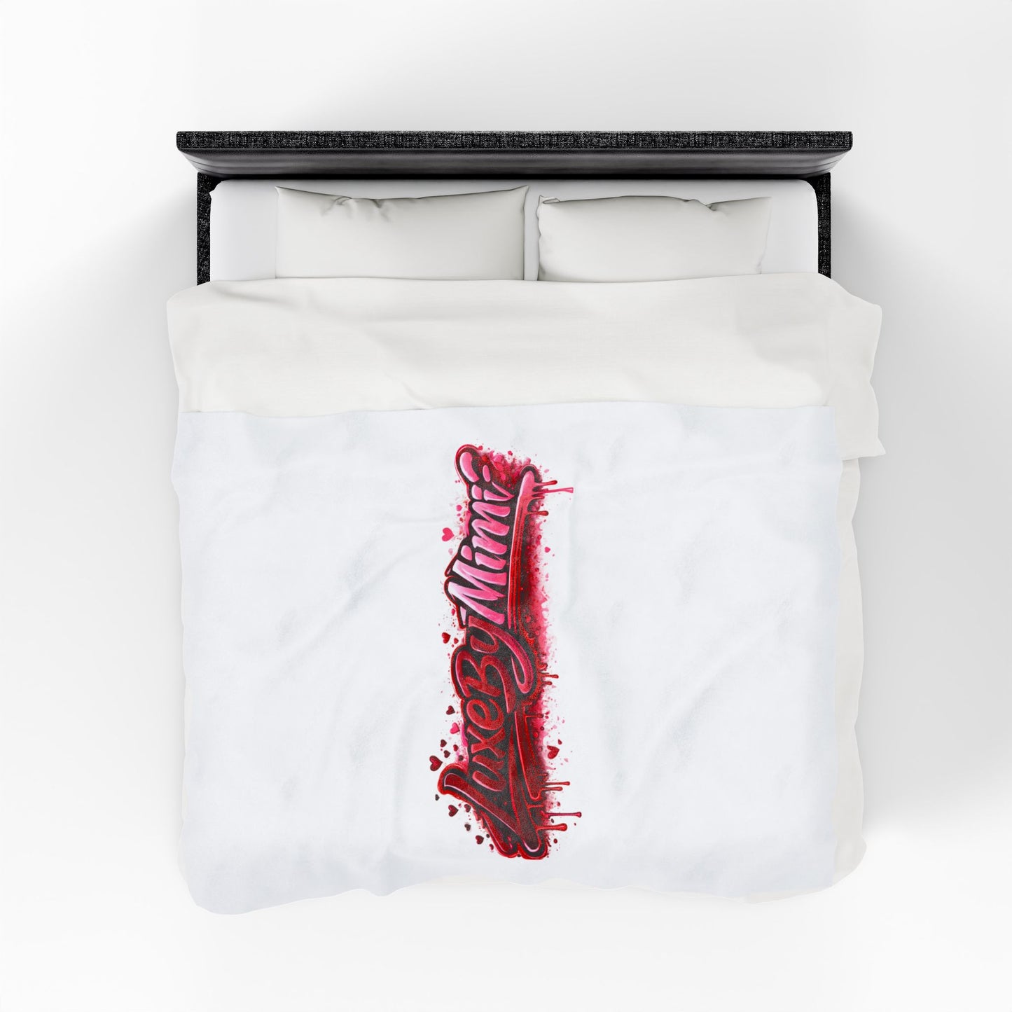 Luxe By Mimi Velvet Plush Blanket — Heart Drip Graphic Cozy Throw