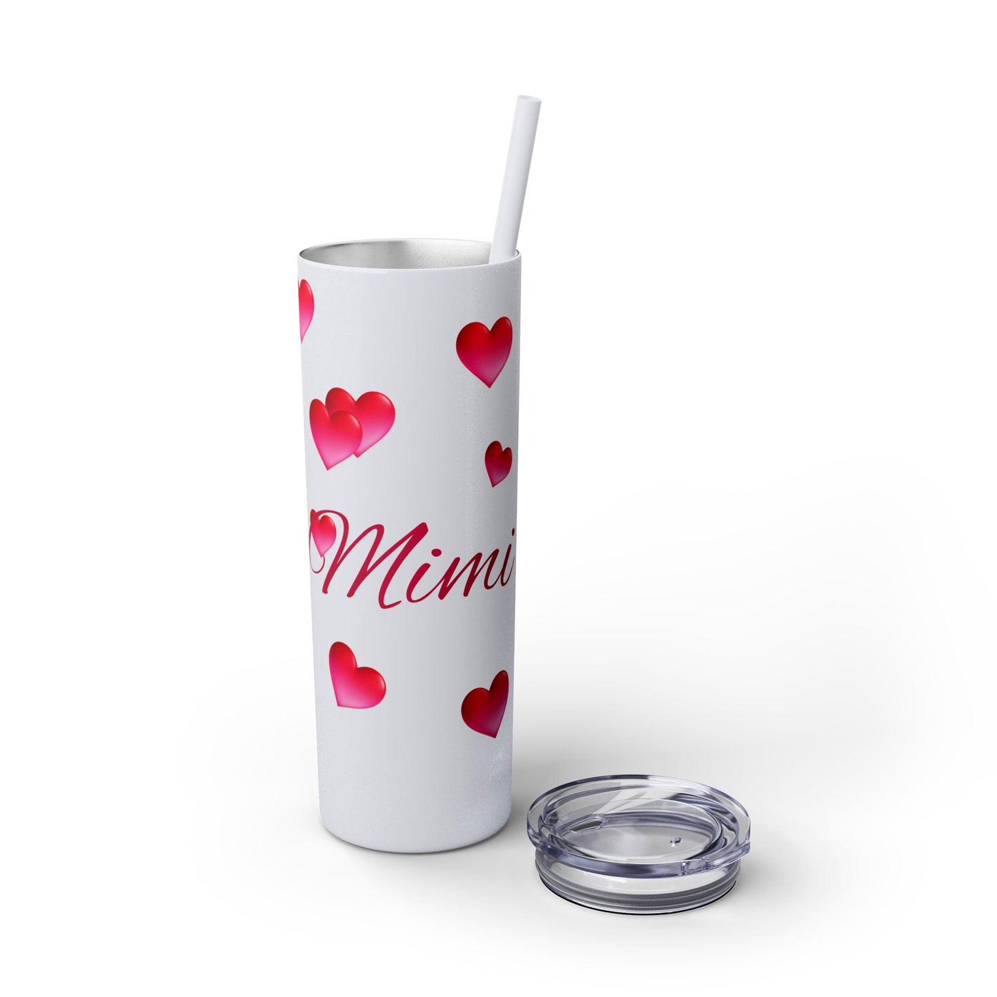 Gepasmaakte Glitter 20oz Dun Tumbler met Pienk Hartpatroon — [Jou Naam Hier]
