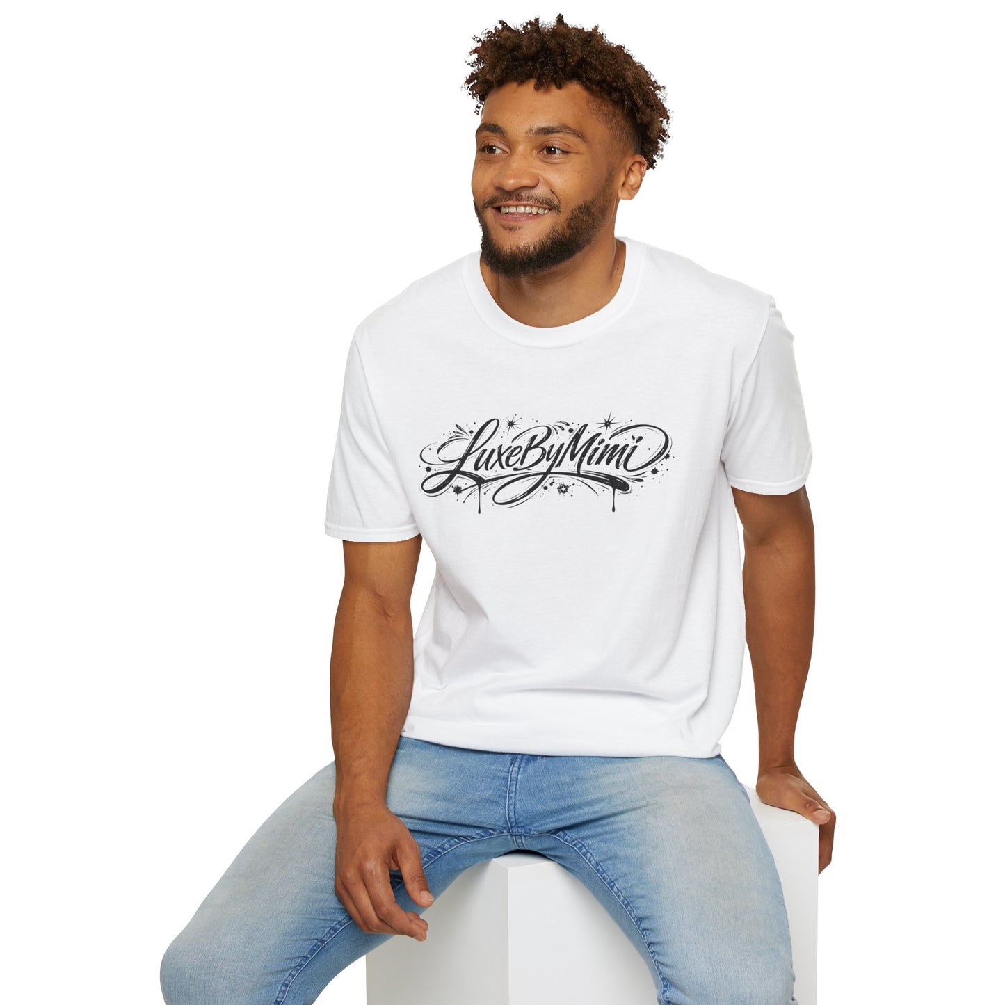 LuxeByMimi Script Tee — Elegant Calligraphy Logo T-Shirt