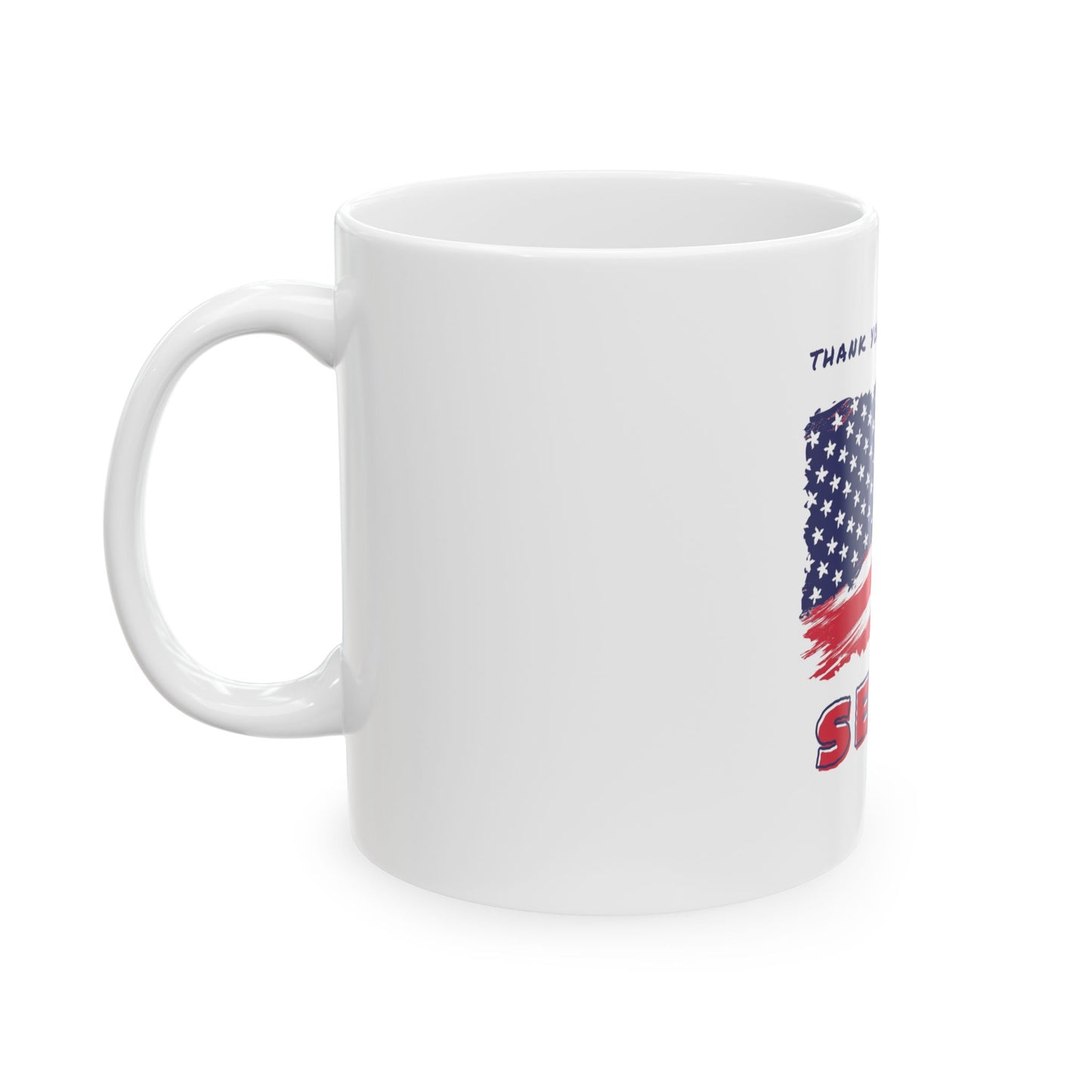 Patriotic Thank You Ceramic Mug | Veteran Appreciation | American Flag Coffee Cup | Military Service Gift | 11oz & 15oz