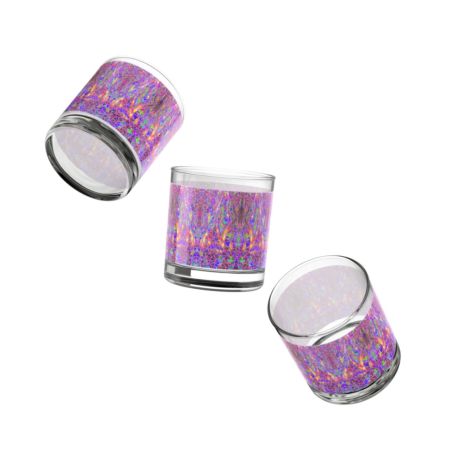 Holographic Geometric Pattern Rocks Glass 10oz