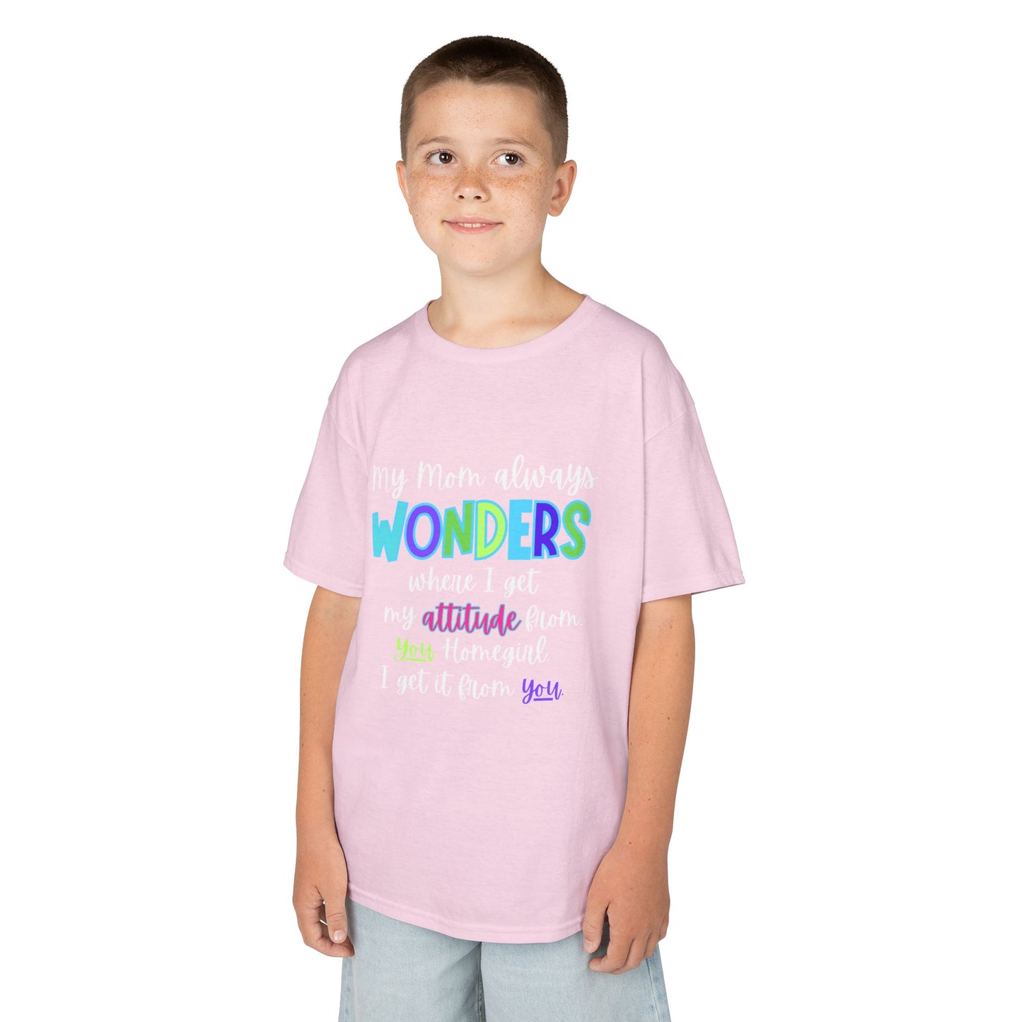 Colorful Kids Tee: 'My Mom Wonders Where I Get My Attitude From' | Fun Gift for Birthdays, Holidays, Everyday Wear, Unique Kids Apparel