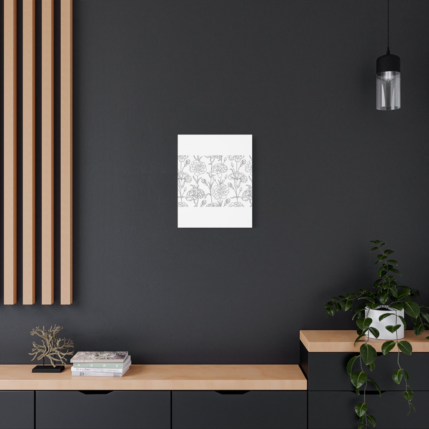 Floral Canvas Art, Stretched Wall Decor, Home Gift, Botanical Print, Modern Design, Matte Finish
