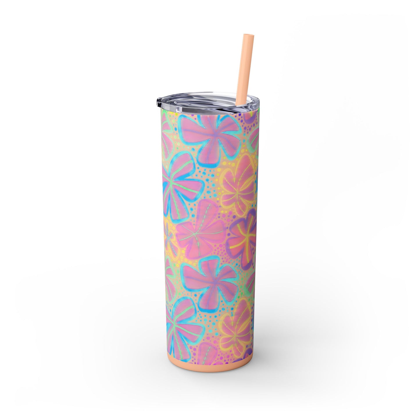 Pastel Butterfly Tumbler, 20oz Drinkware, Spring Decor, Cute Gift for Her, Eco-Friendly Cup, Floral Water Bottle