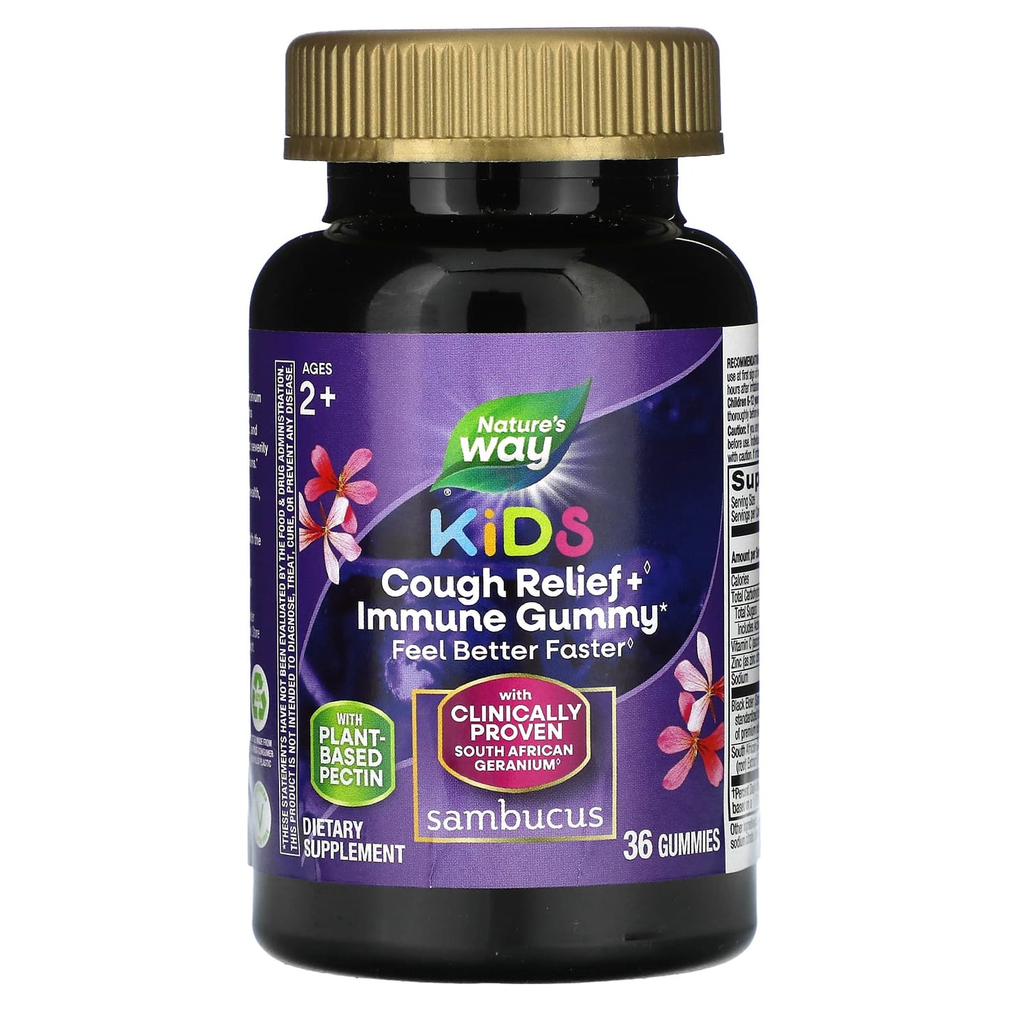 Nature's Way Cough Relief + Immune - Kids / Ages 2+  (Gummies) Sambucus