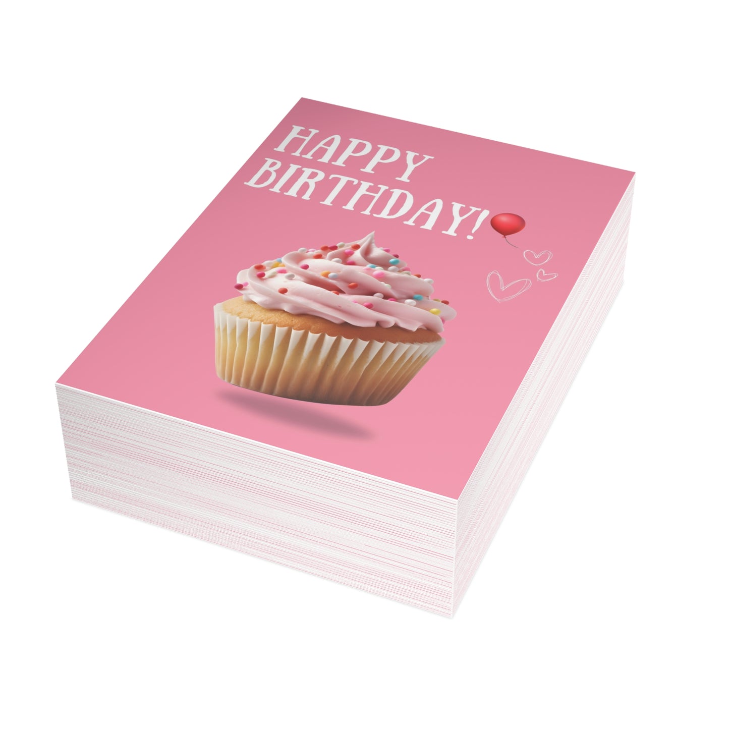 Happy Birthday Cupcake Greeting Cards - Festive Celebration Cards for Parties, Love Notes, Birthday Wishes, Stationery Set