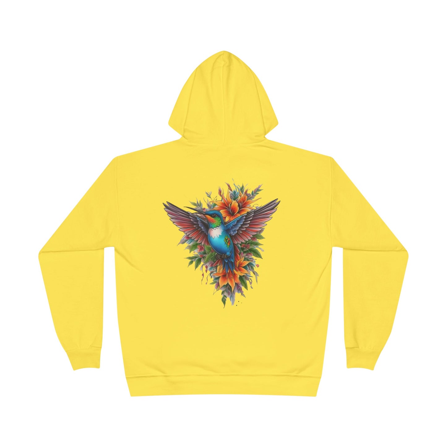 Vibrant Hummingbird Hoodie, Eco-Friendly Pullover, Perfect Gift for Nature Lovers, Spring Fashion, Unique Floral Design