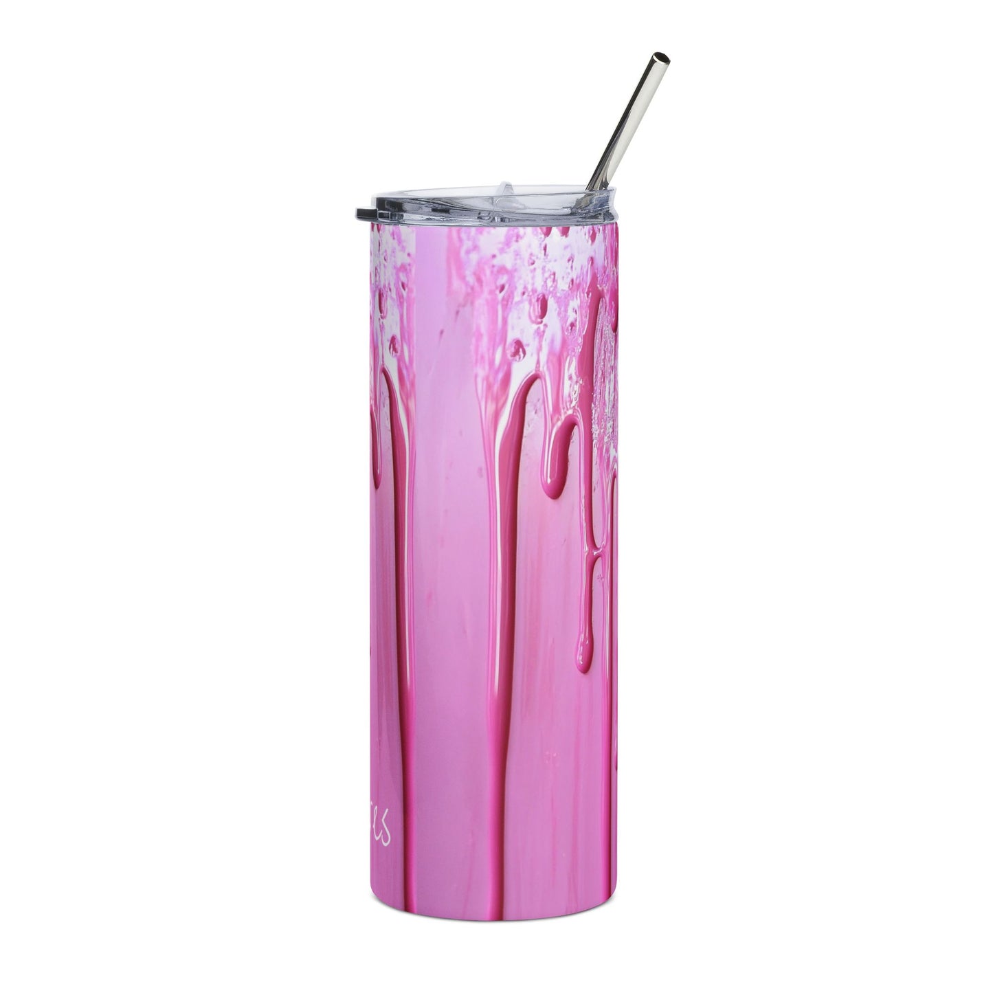 Simple Pleasures Pink Dripping Paint Tumbler 20oz Stainless Steel