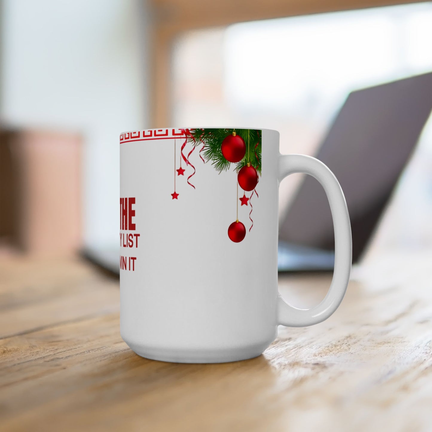 Christmas Ceramic Mug - On the Naughty List & Loving it Holiday Ornaments Mug, Perfect Gift for Coffee Lovers, Hot Chocolate, Holiday Parties, Xmas Decor
