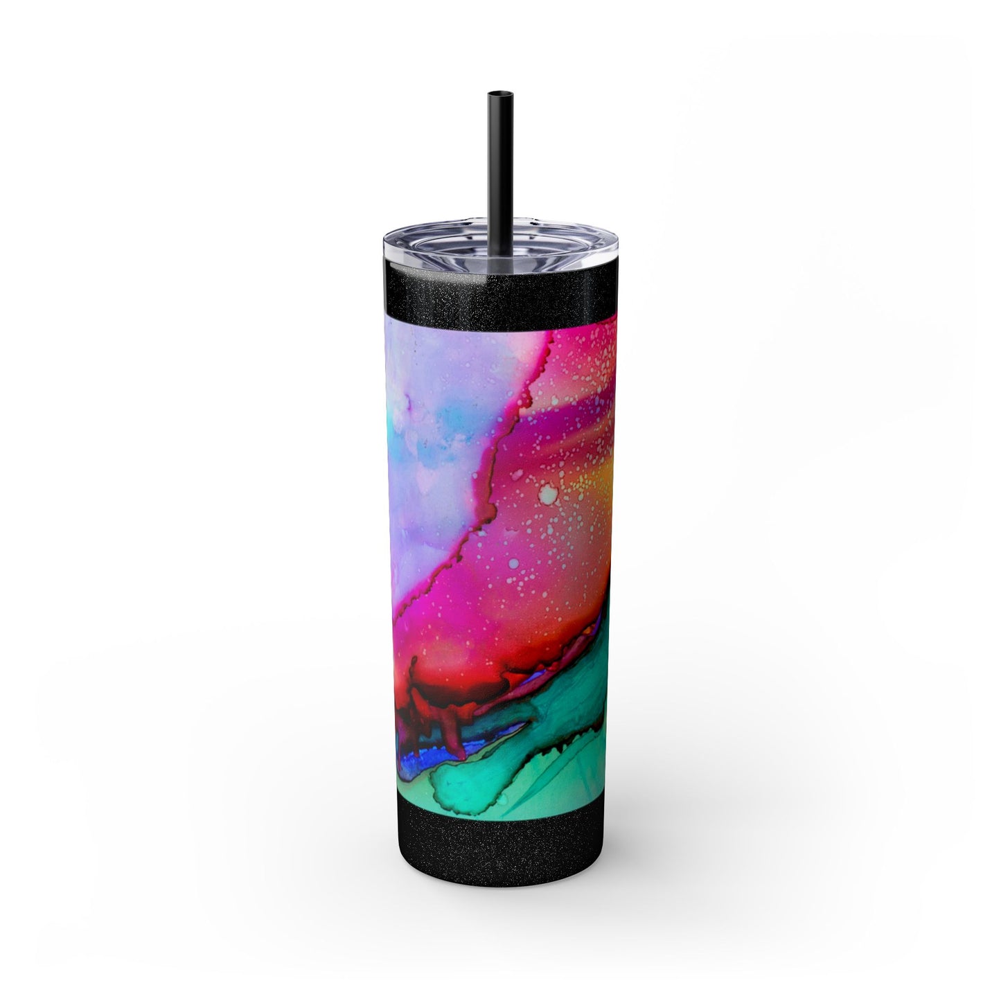 Beautiful Watercolor Splatter Skinny Tumbler with Straw - 20oz, Vibrant Colorful Drinkware for Every Occasion, Perfect Gift for Friends, Reusable Travel Mug, Water [...]