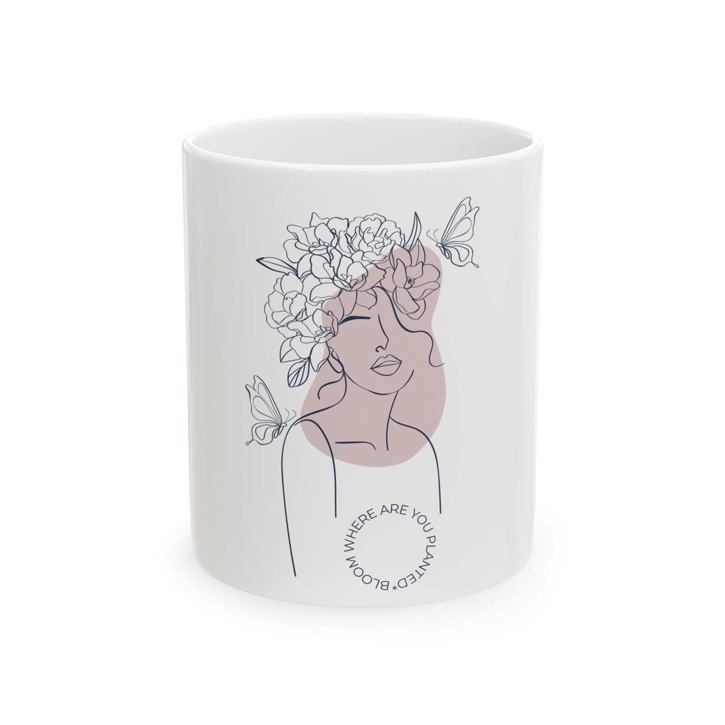 Bloom Where You Are Planted - Boho Floral Ceramic Mug, Inspirational Coffee Cup, Artistic Tea Mug, Gift for Her, Home Decor, Kitchen Accessory