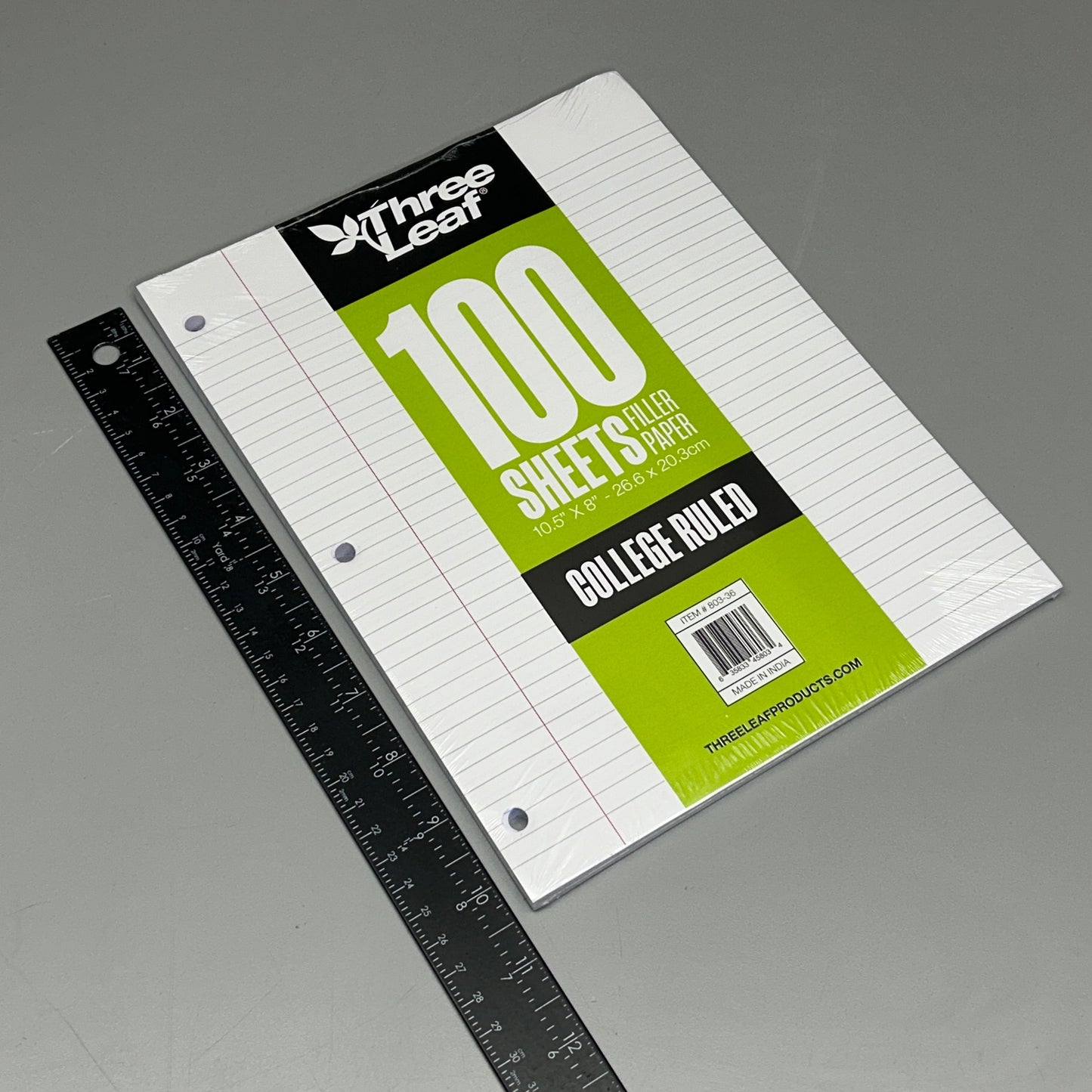 THREE LEAF (36 PACK) Filler Paper College Ruled 100 Count 10.5" x 8" (New)