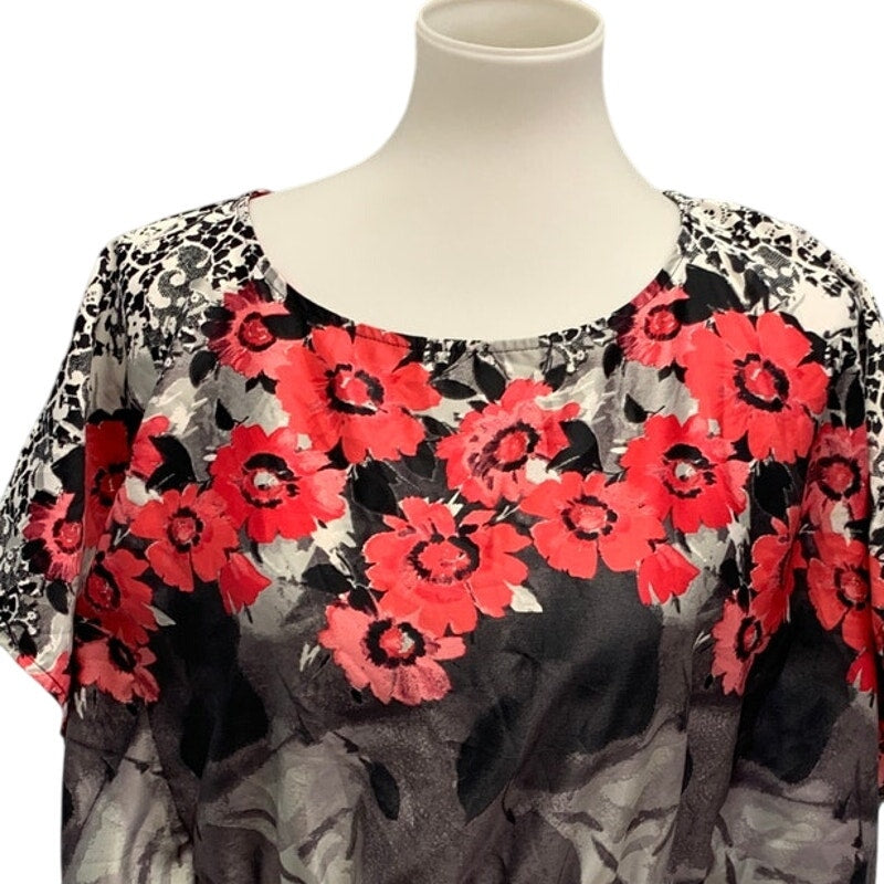 IZ Byer Womens Medium Batwing Sleeve Floral Lightweight Polyester Blouse