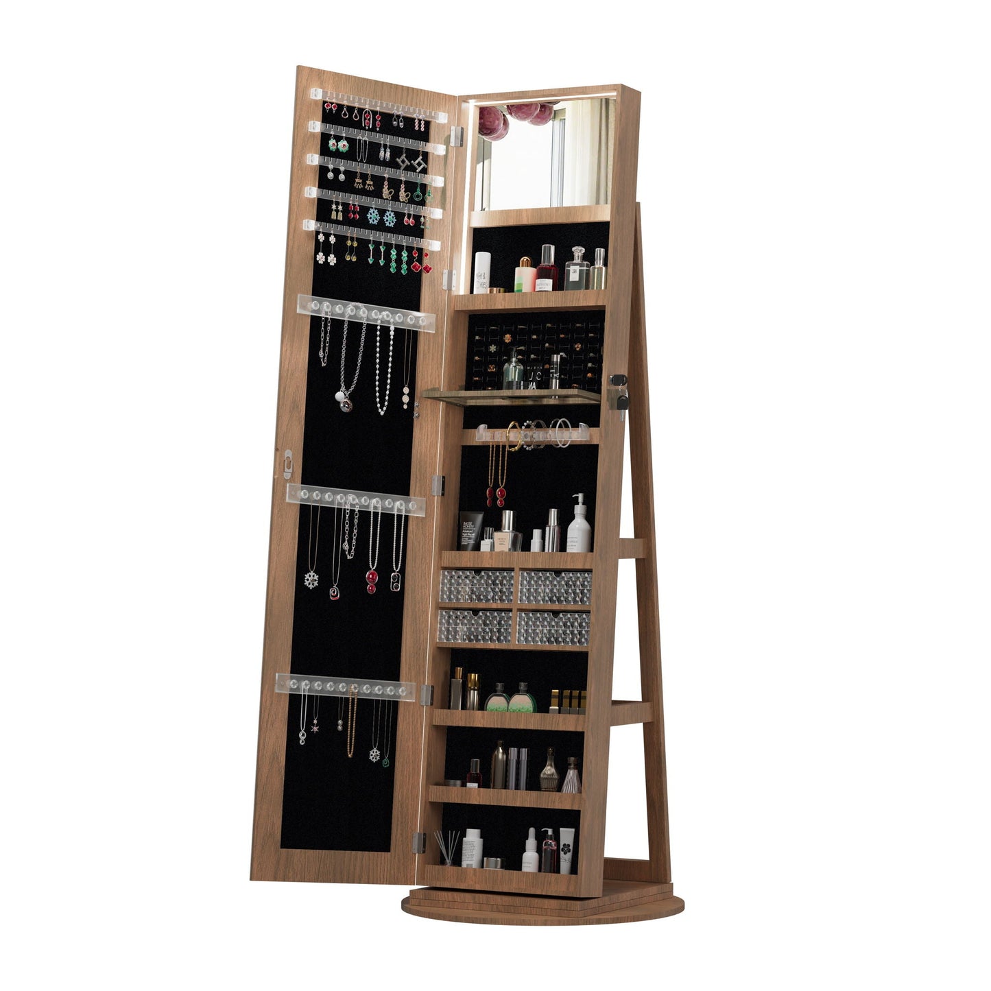 Swivel Jewelry Cabinet With Full Length Mirror