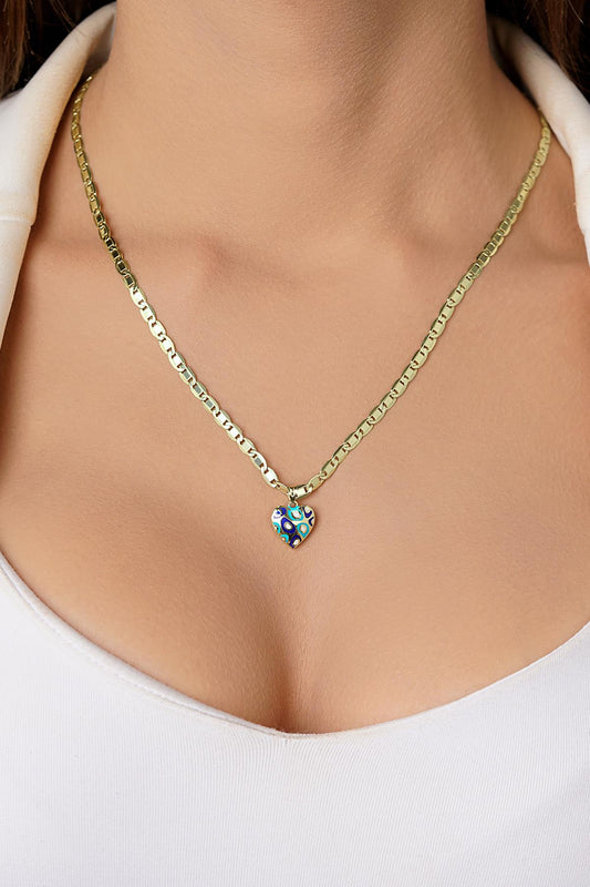 14ct Gold Enamel Heart on Valentino Chain-0