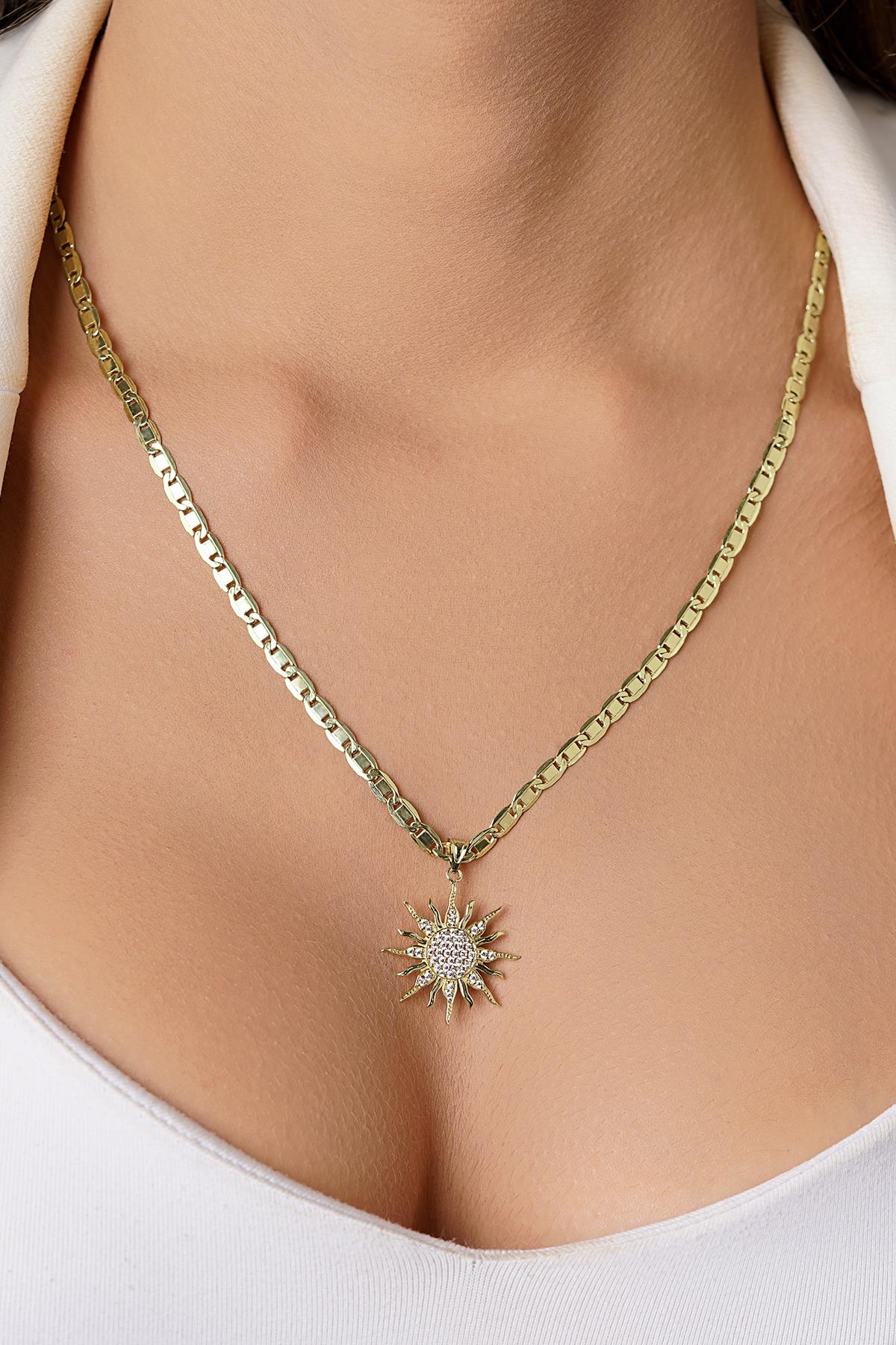 14ct Gold Sunburst Pendant on Valentino Chain-0