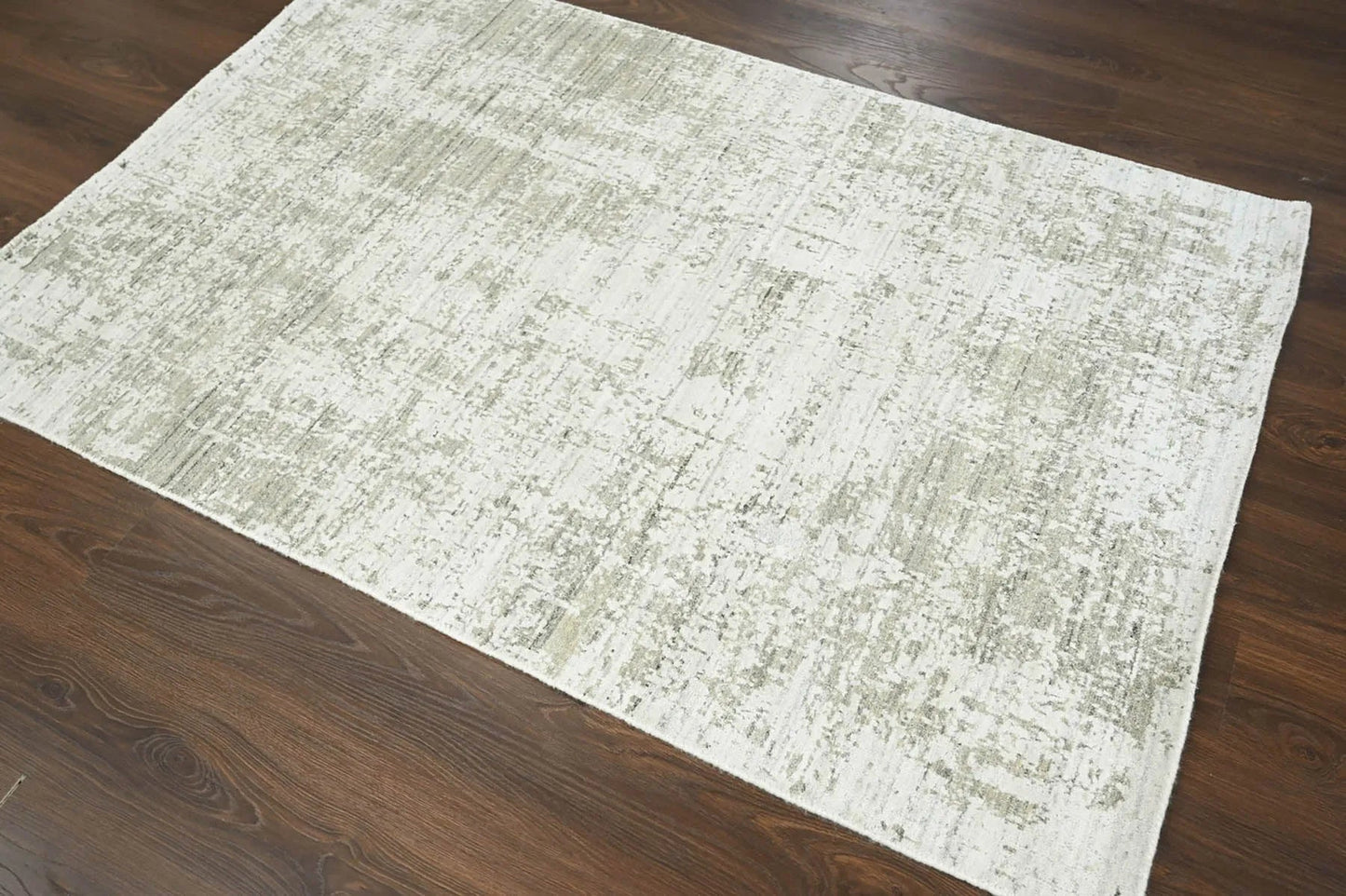 4x6 Beige, Gray Hand Knotted 100% Wool Modern & Contemporary Oriental Area Rug-3