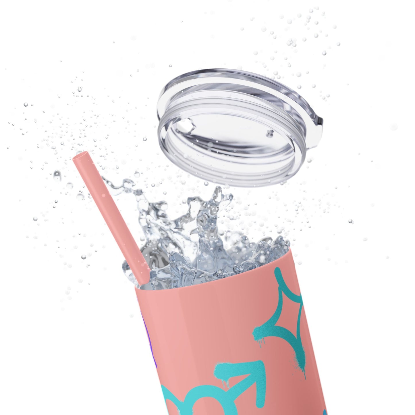 Trendy Skinny Tumbler with Straw, 20oz | Unique Graffiti Style Drinkware for Teens, Gifts, Parties, and Everyday Use