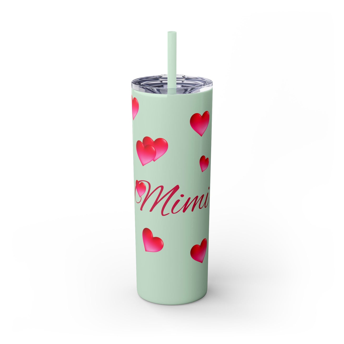 Gepasmaakte Glitter 20oz Dun Tumbler met Pienk Hartpatroon — [Jou Naam Hier]