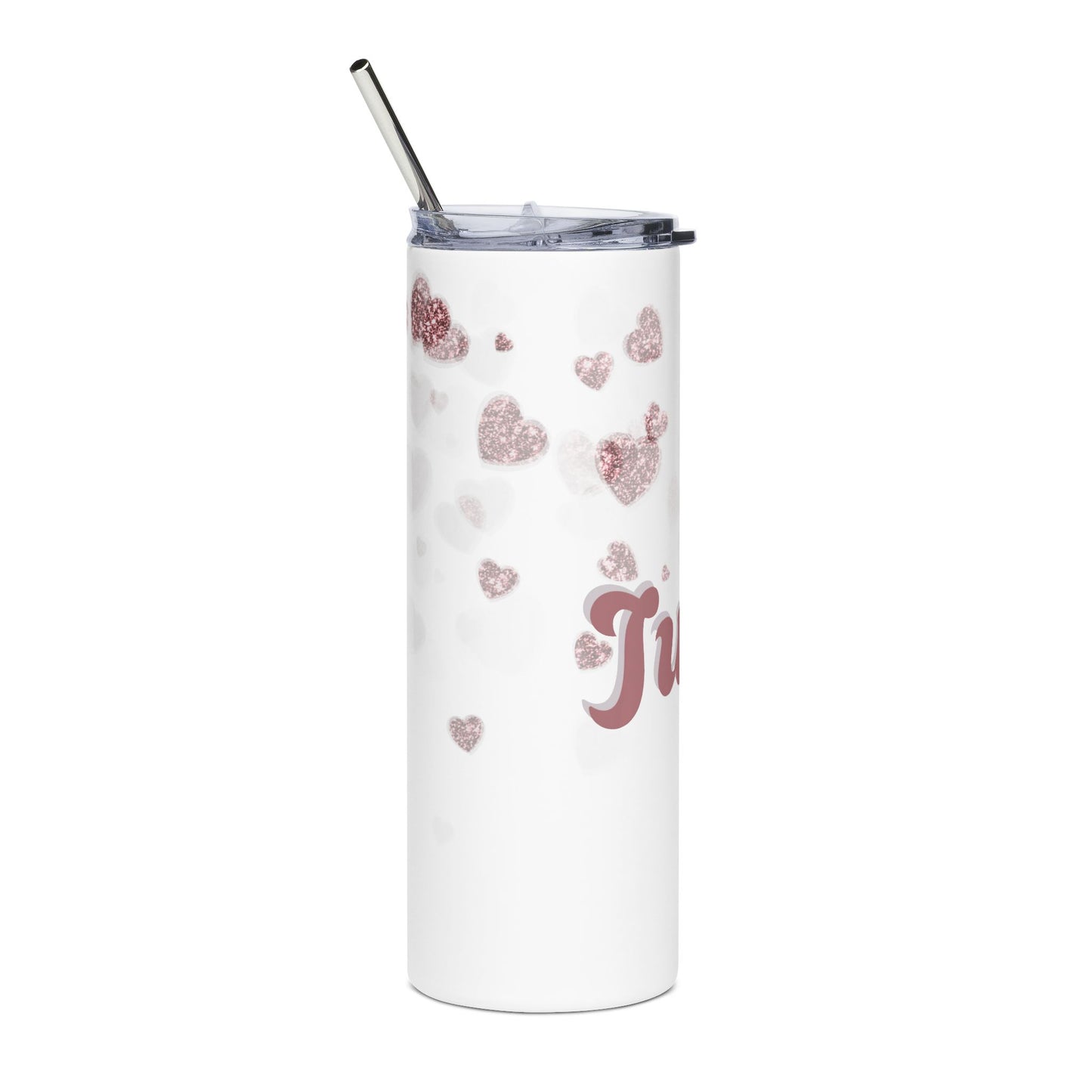 Rose Gold Hearts Judy Tumbler 20oz Stainless Steel Skinny Tumbler