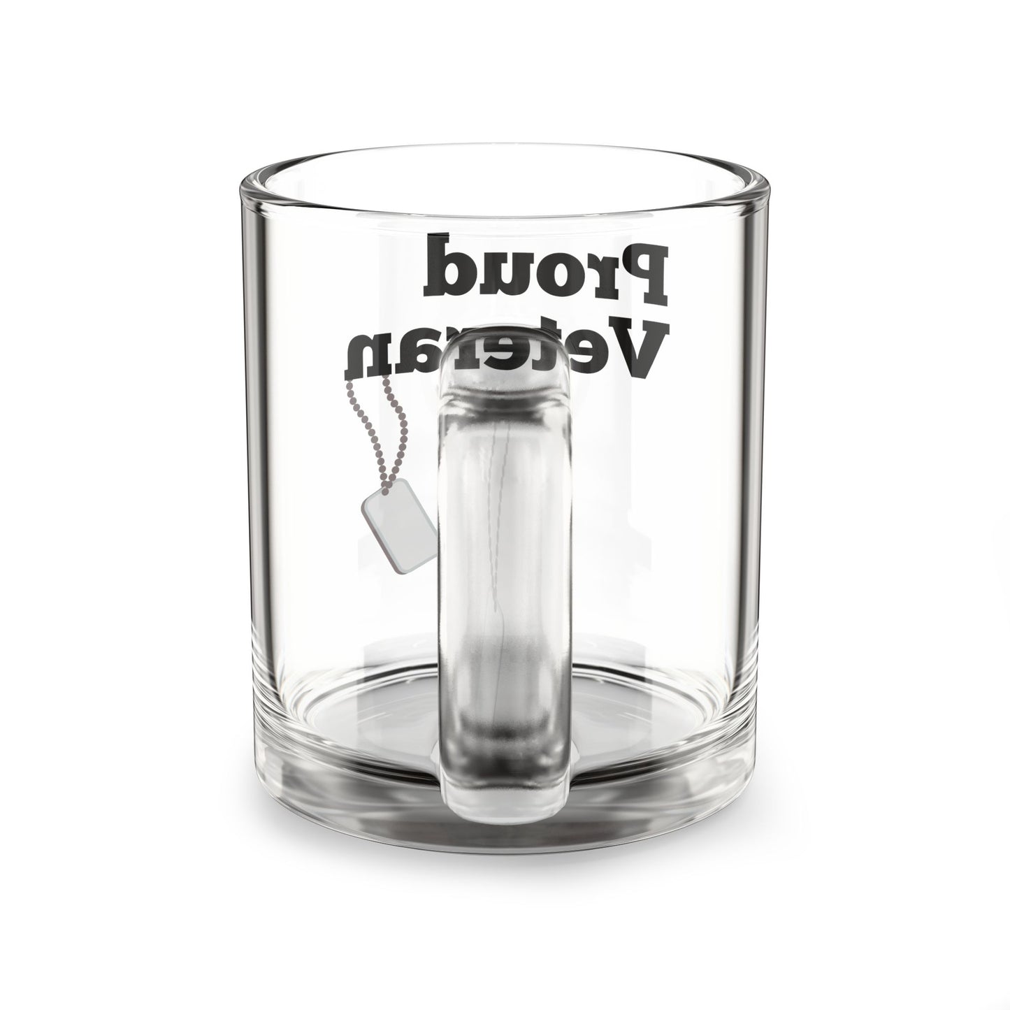 Proud Veteran Glass Mug, 10oz Dog Tags Military Tribute
