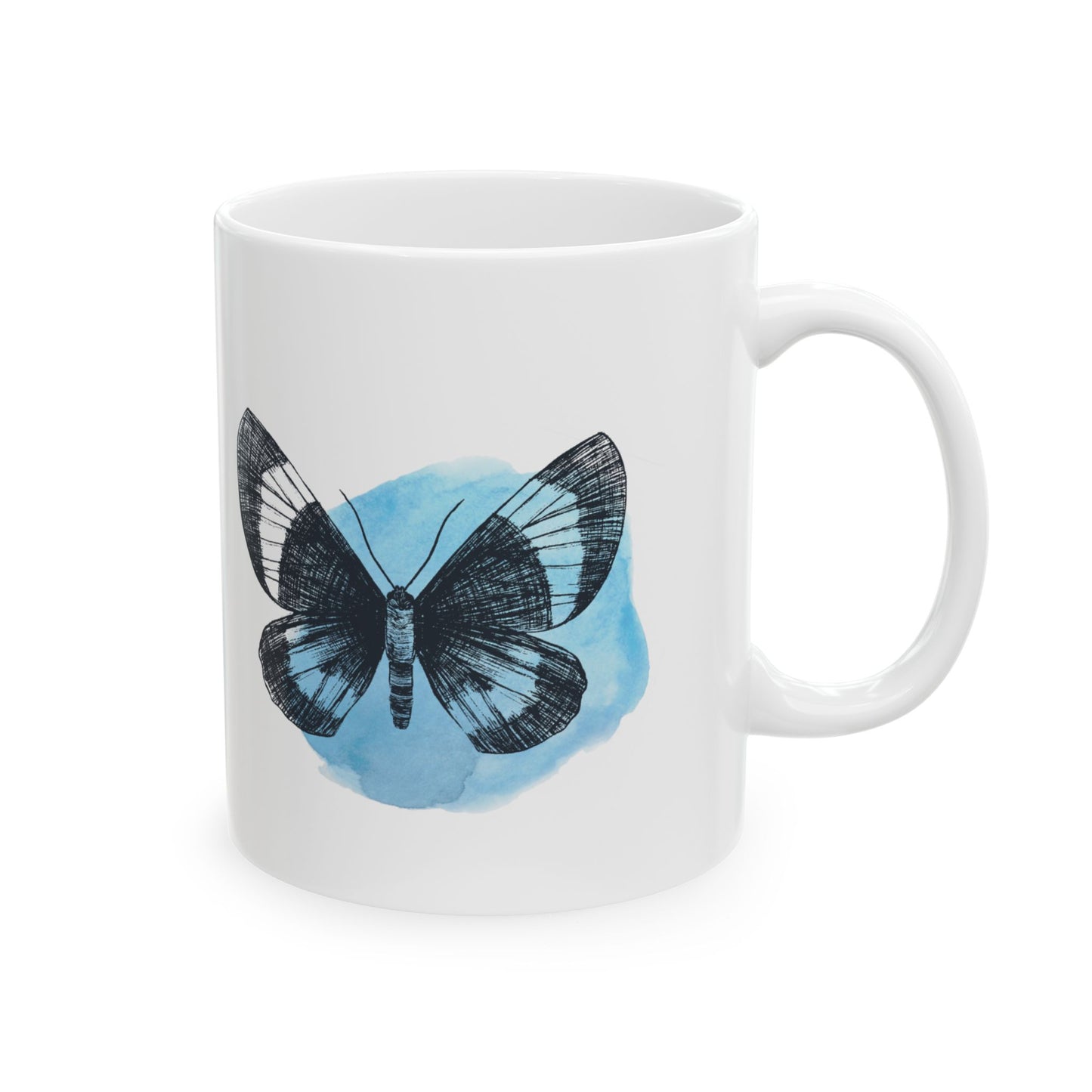 Blue Butterfly Art Ceramic Mug | Cute Coffee Cup, Gift for Nature Lovers, Home Decor, Perfect for Birthdays & Holidays