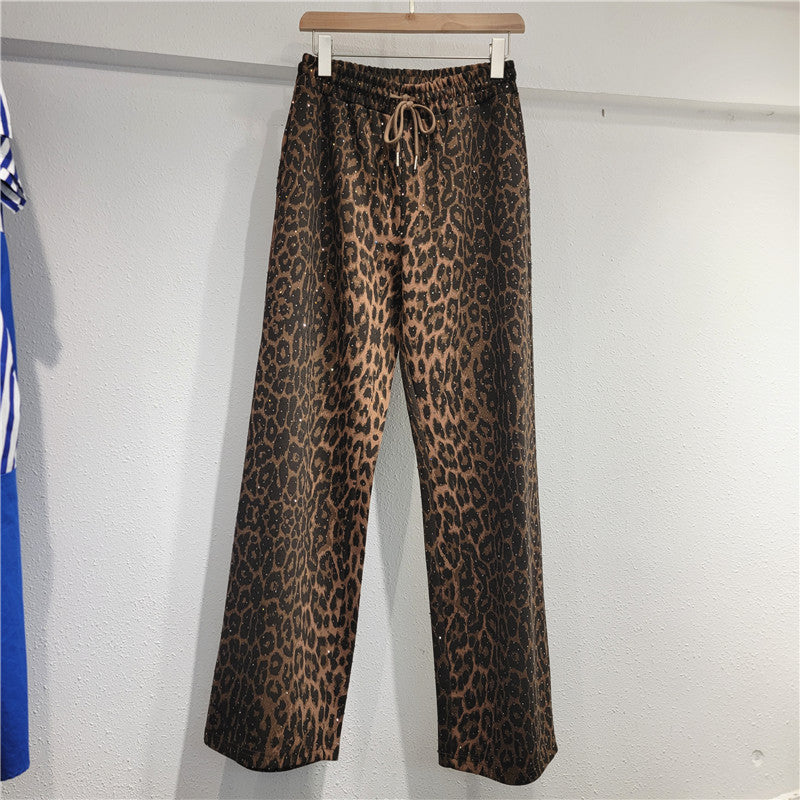 loose diamond hot pressed long sleeved top+casual pants for women