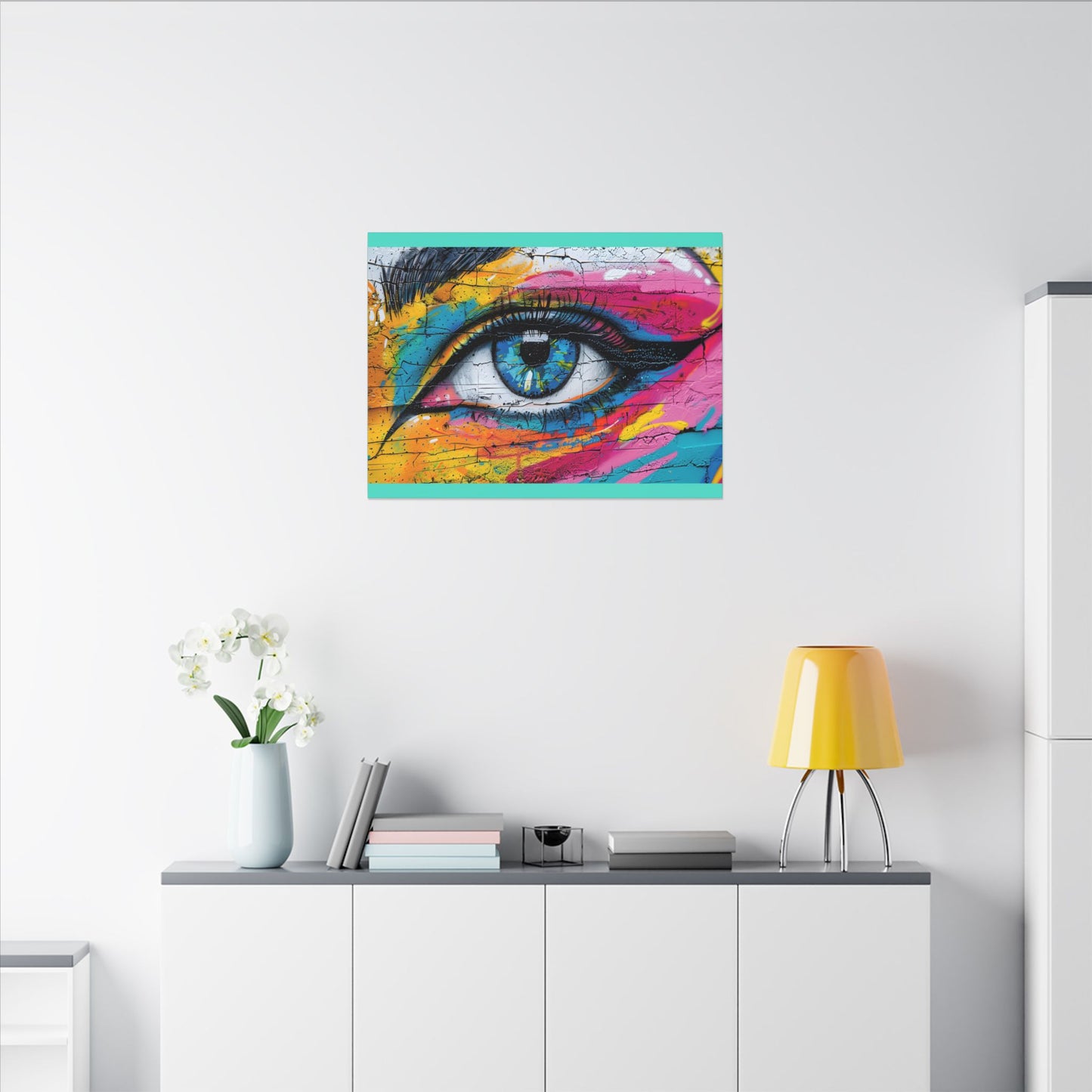 Colorful Eye Street Art Matte Canvas Print