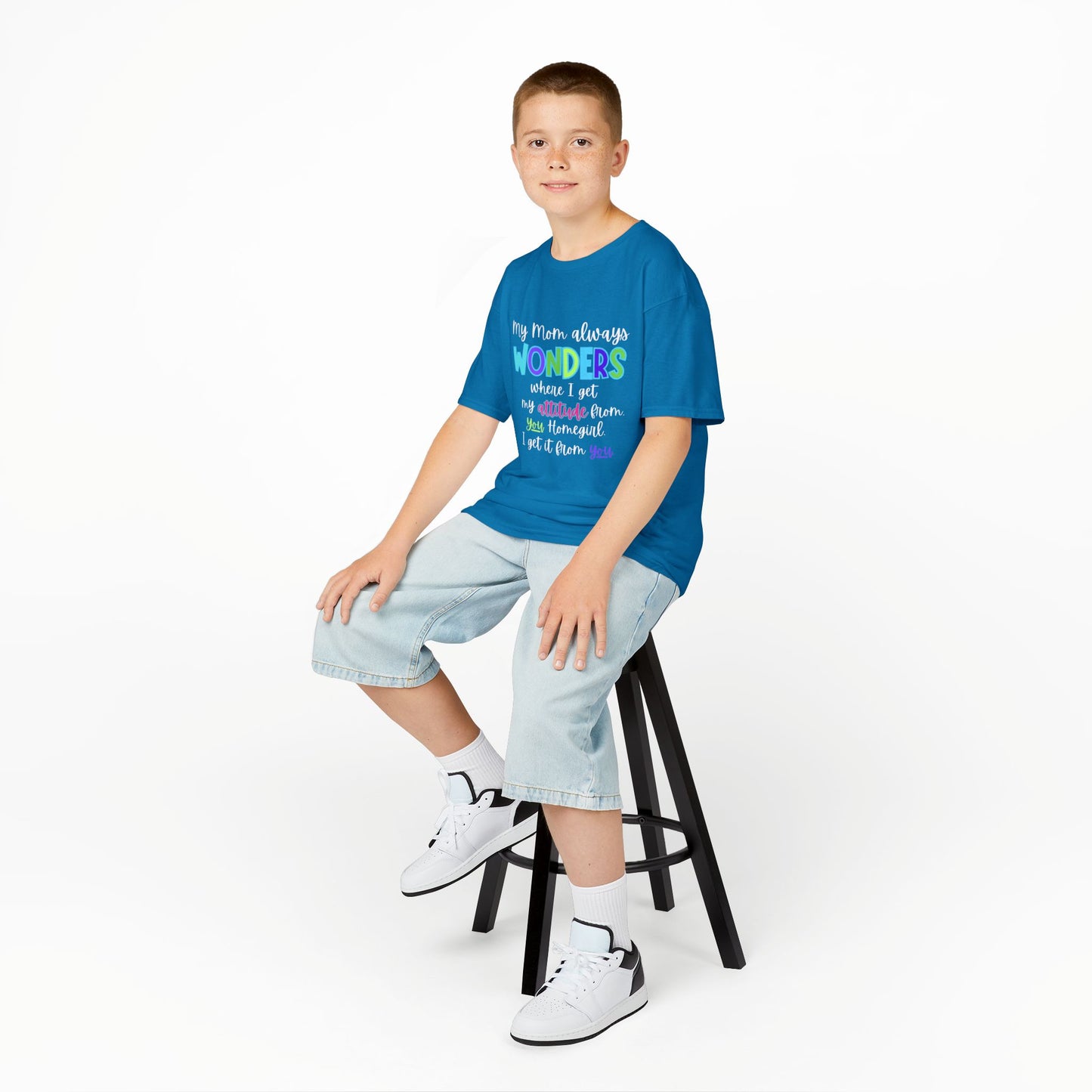 Colorful Kids Tee: 'My Mom Wonders Where I Get My Attitude From' | Fun Gift for Birthdays, Holidays, Everyday Wear, Unique Kids Apparel
