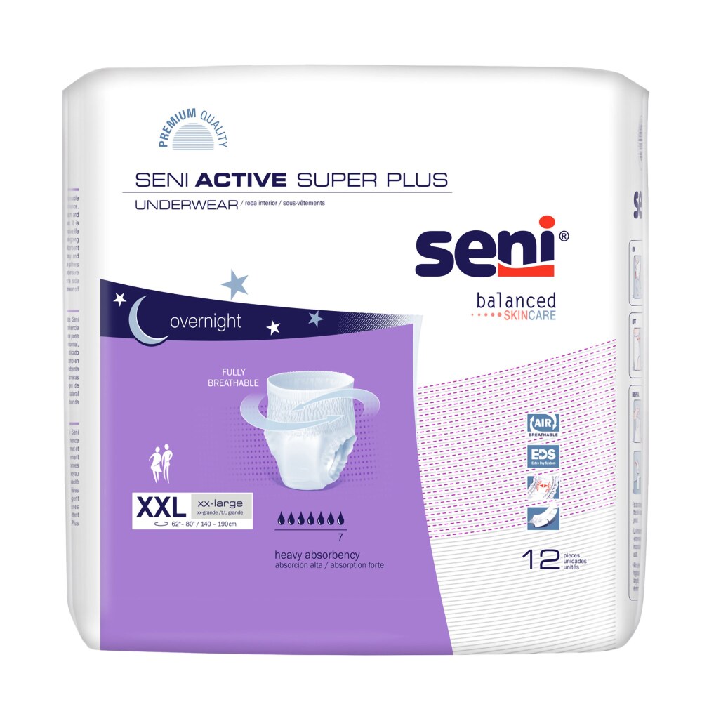 Seni Active Super Plus Incontinence Underwear, Overnight Absorbency