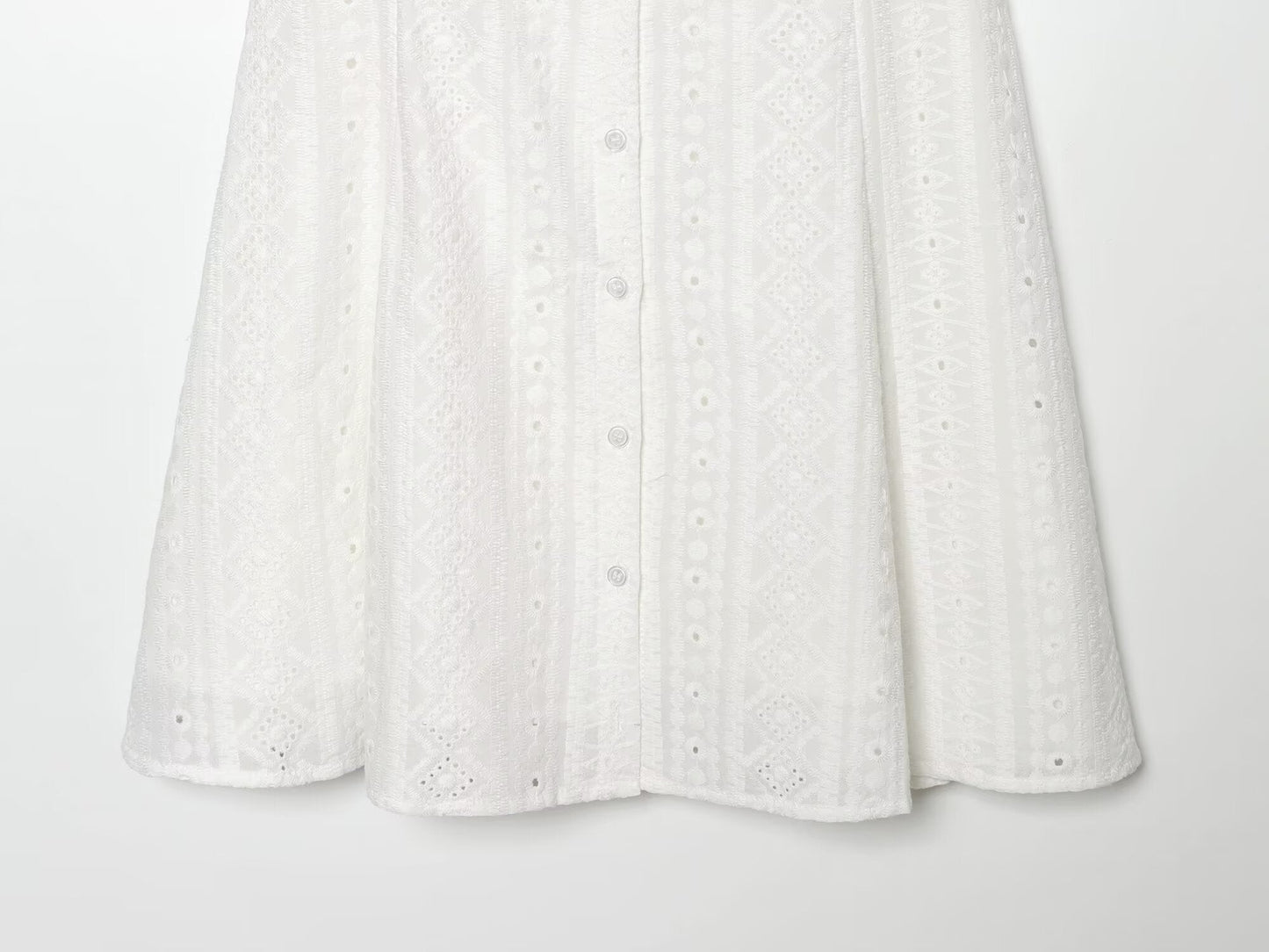 Women Clothing Fashionable Hollow Out Cutout Embroidered Short Dress