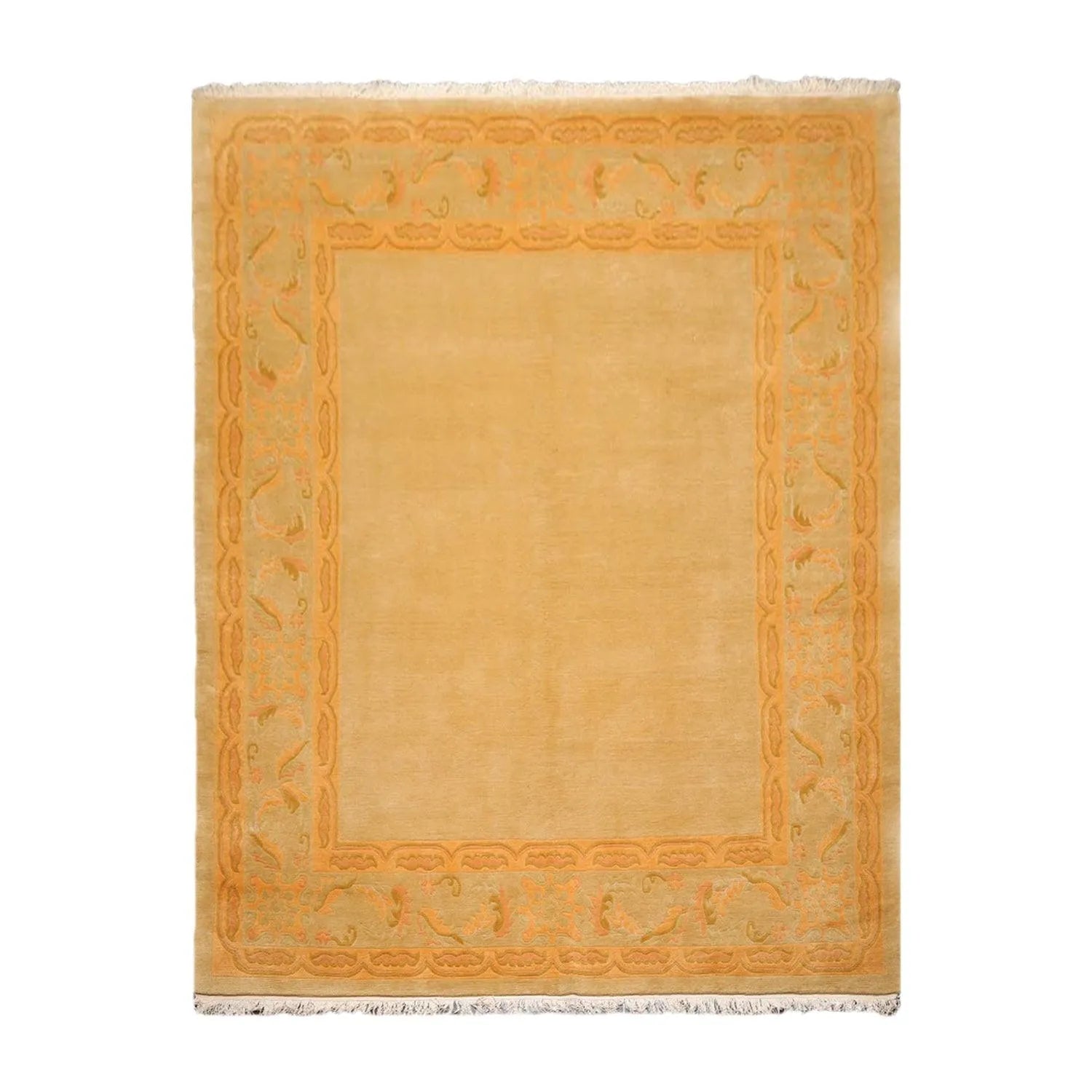 8'10'' x 11'10'' Hand Knotted Tibetan Wool Neo Classic Oriental Area Rug Beige-0