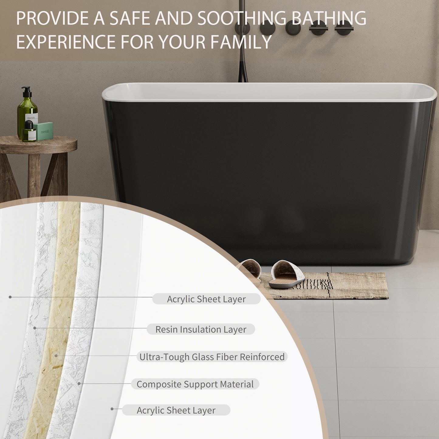 49" Acrylic Freestanding Soaking Bathtub