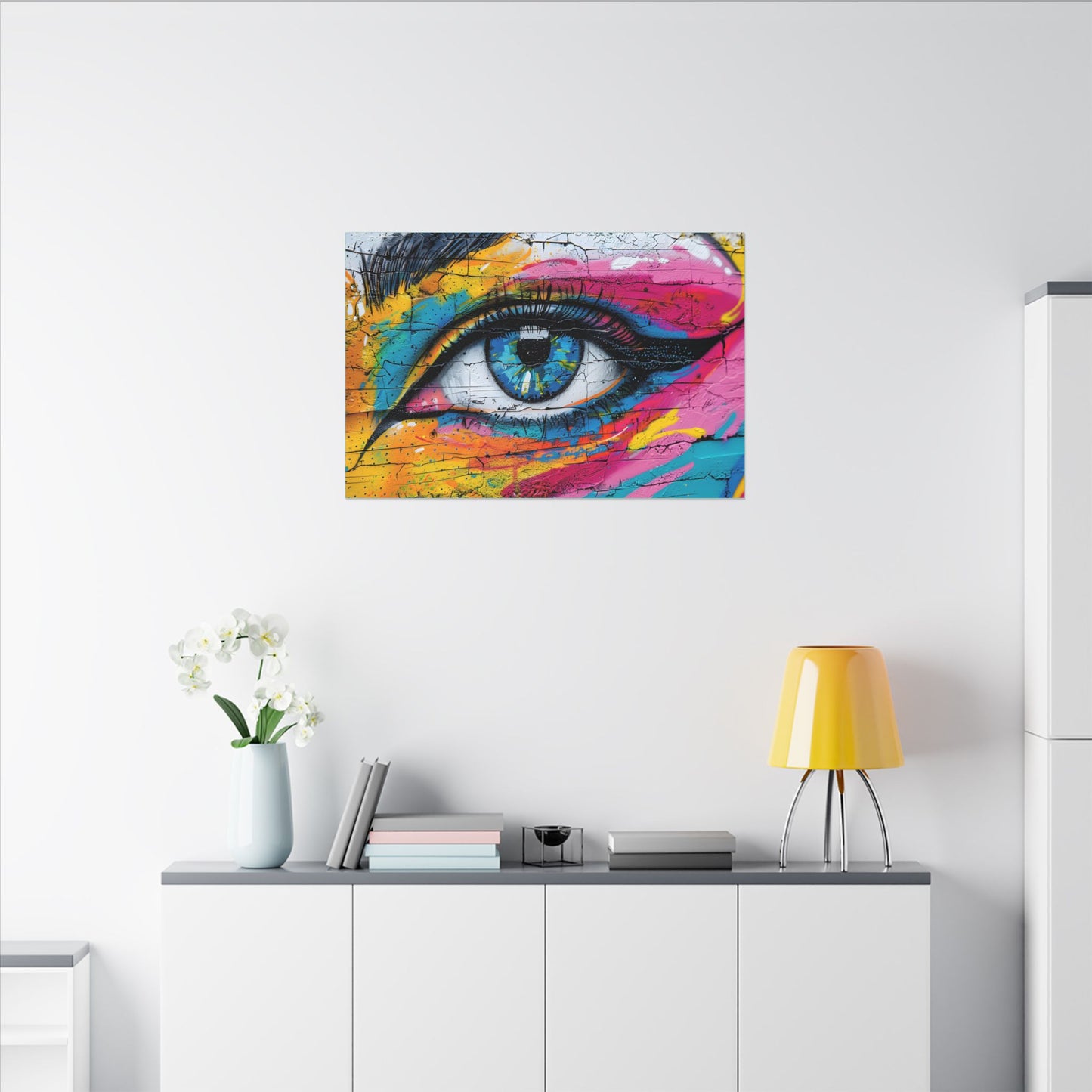 Colorful Eye Street Art Matte Canvas Print