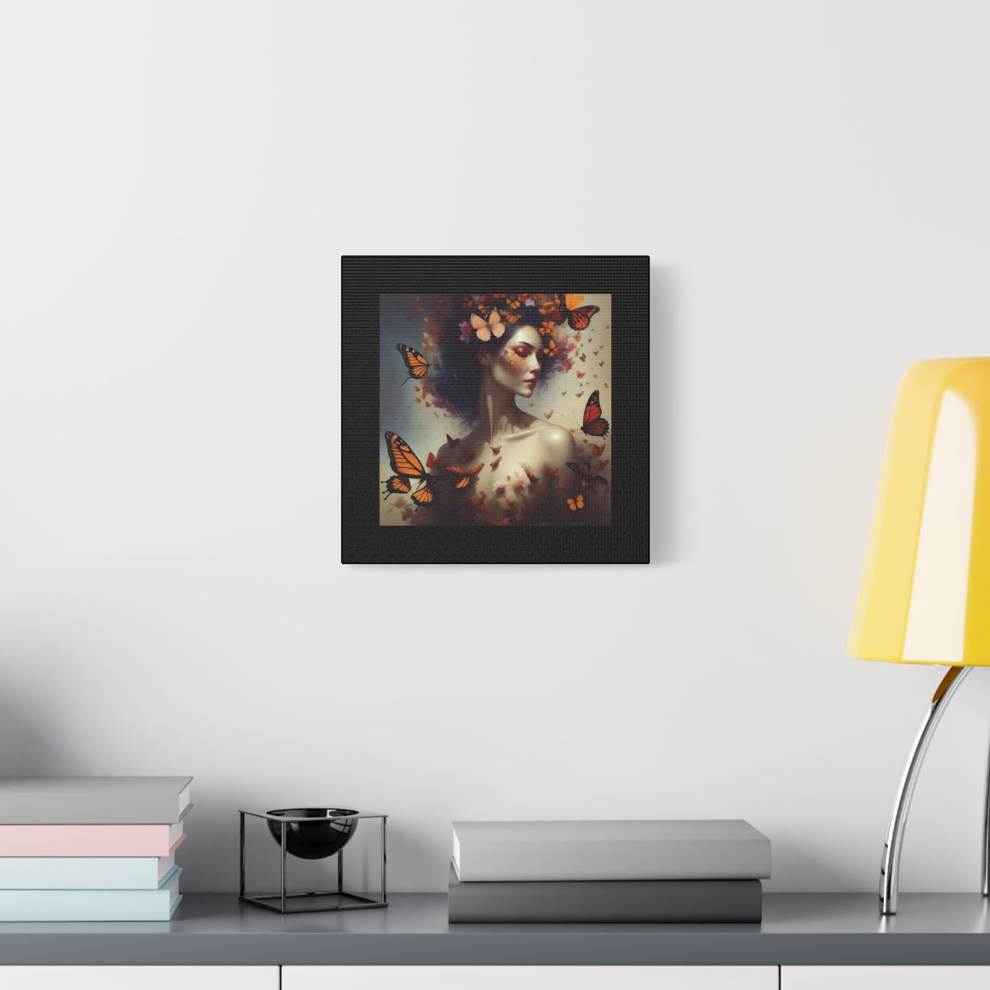 Canvas Wall Art - Butterfly Woman Print, Floral Home Decor, Unique Gift for Nature Lovers, Birthday Decoration, Whimsical Art