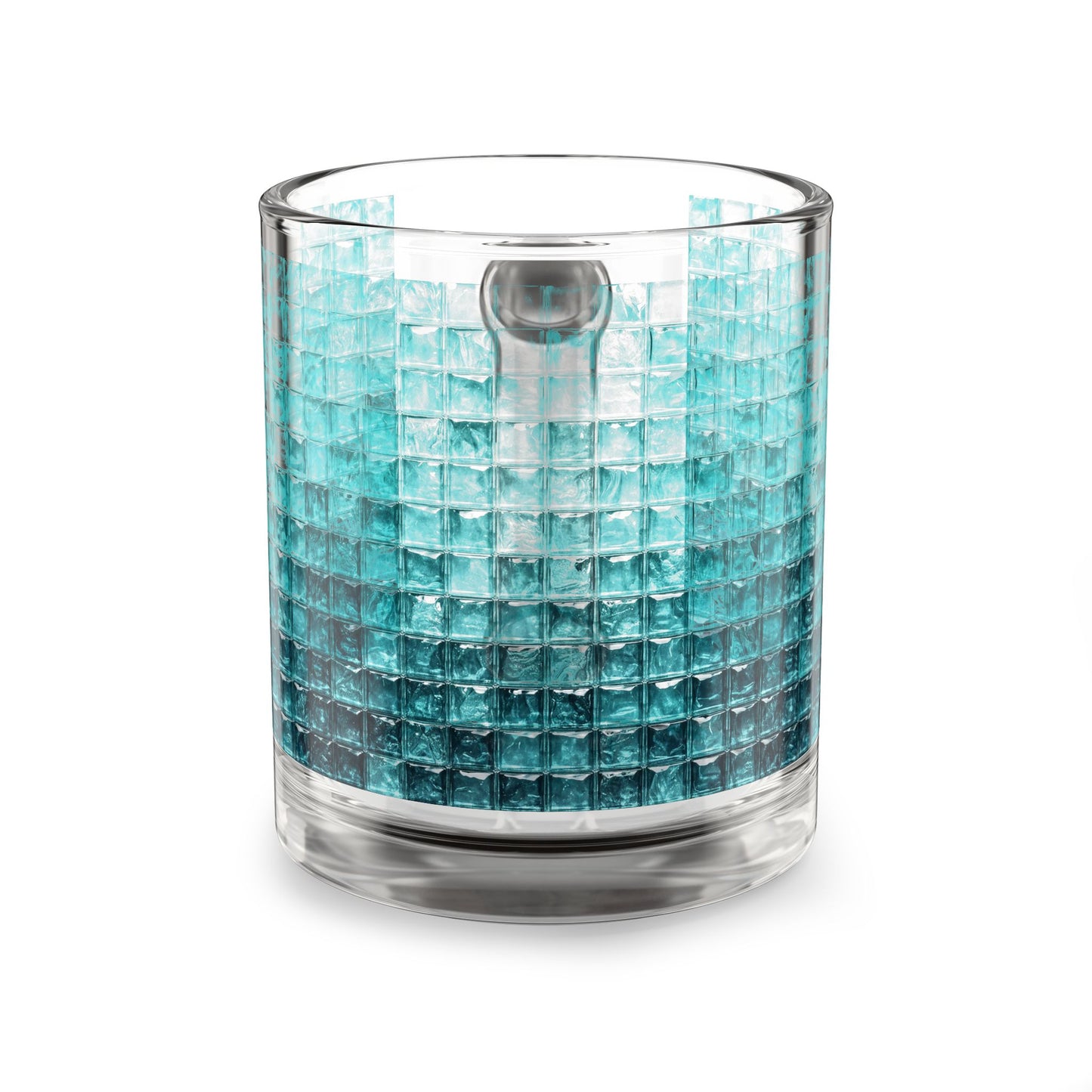Aqua Mosaic Tile Pattern Glass Mug 10oz Clear Handle