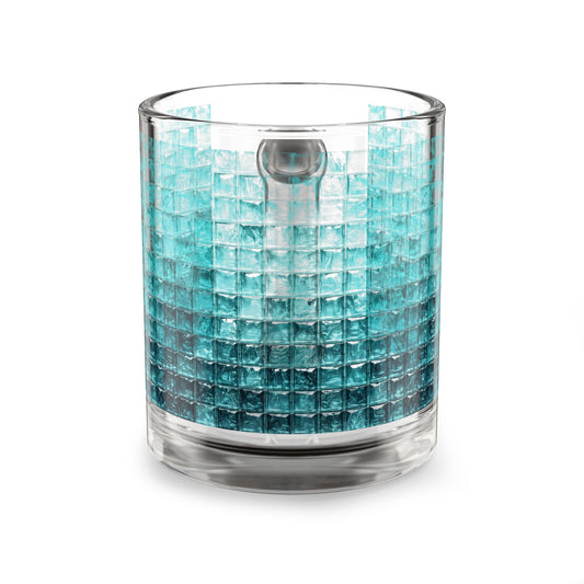 Aqua Mosaic Tile Pattern Glass Mug 10oz Clear Handle