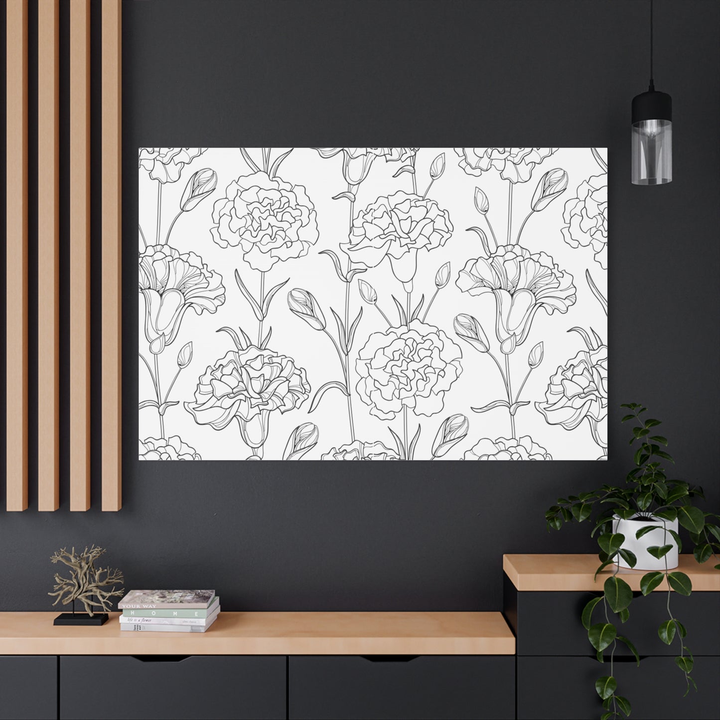 Floral Canvas Art, Stretched Wall Decor, Home Gift, Botanical Print, Modern Design, Matte Finish