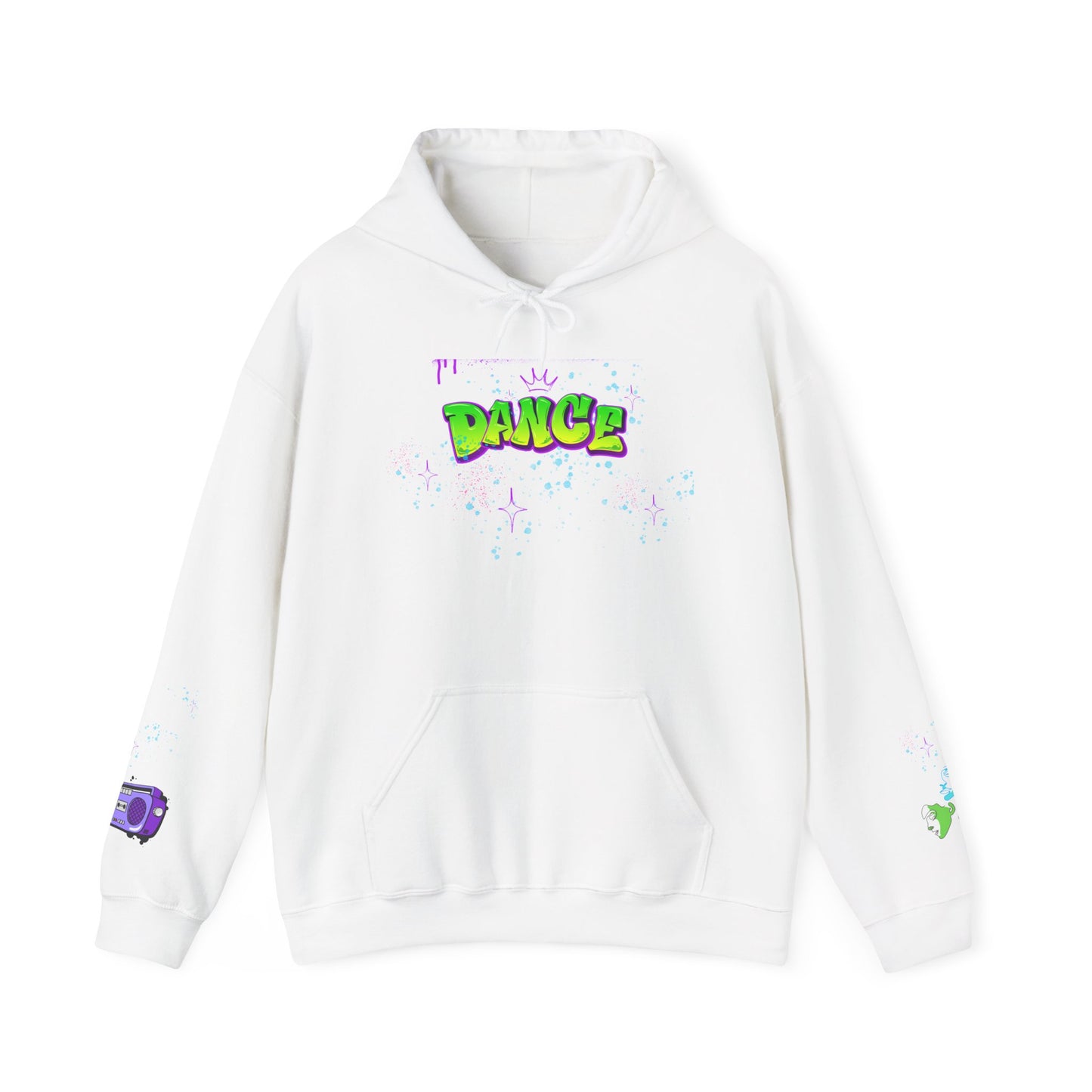 Colorful Dance Hoodie for Creative Spirits, Cozy Unisex Hooded Sweatshirt, Perfect for Parties, Dance Classes, Gifts