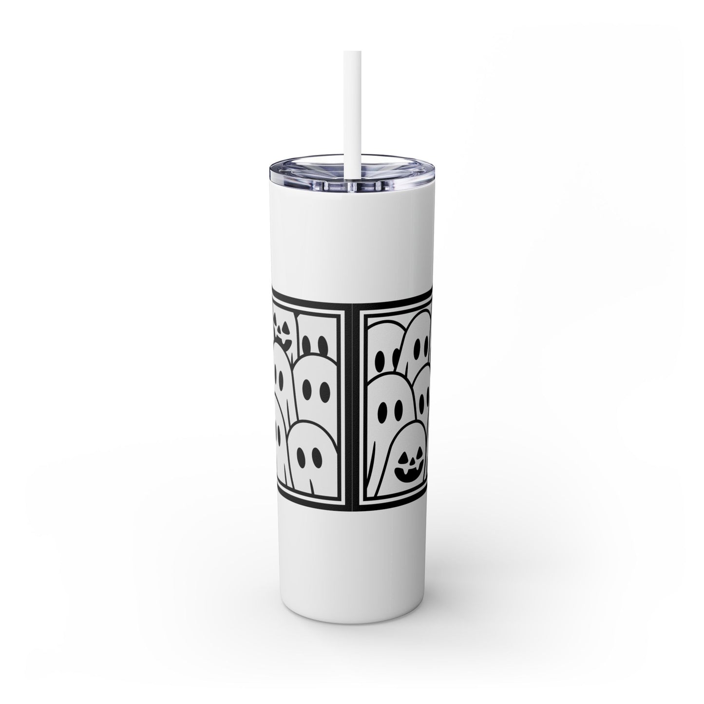Halloween Ghost Tumbler, 20oz Skinny Tumbler with Straw, Cute Fall Drinkware, Spooky Gifts for Kids, Ghost Lovers, Cozy Decor