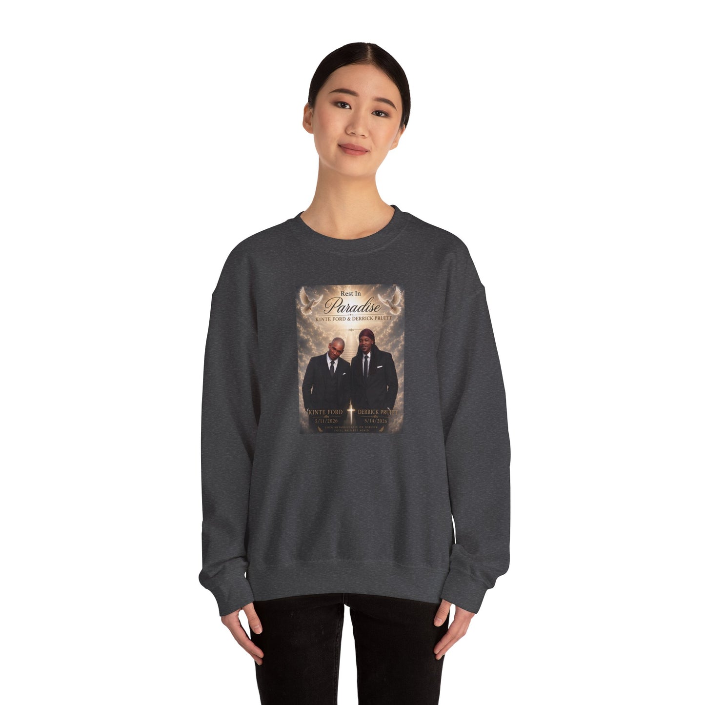 Crewneck Sweatshirt — 'Back to Paradise' Memorial Portrait Design