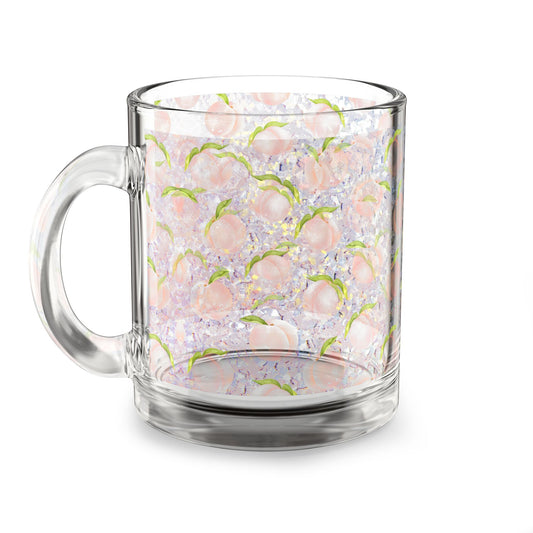 Peach Blossom Pattern Glass Mug 10oz