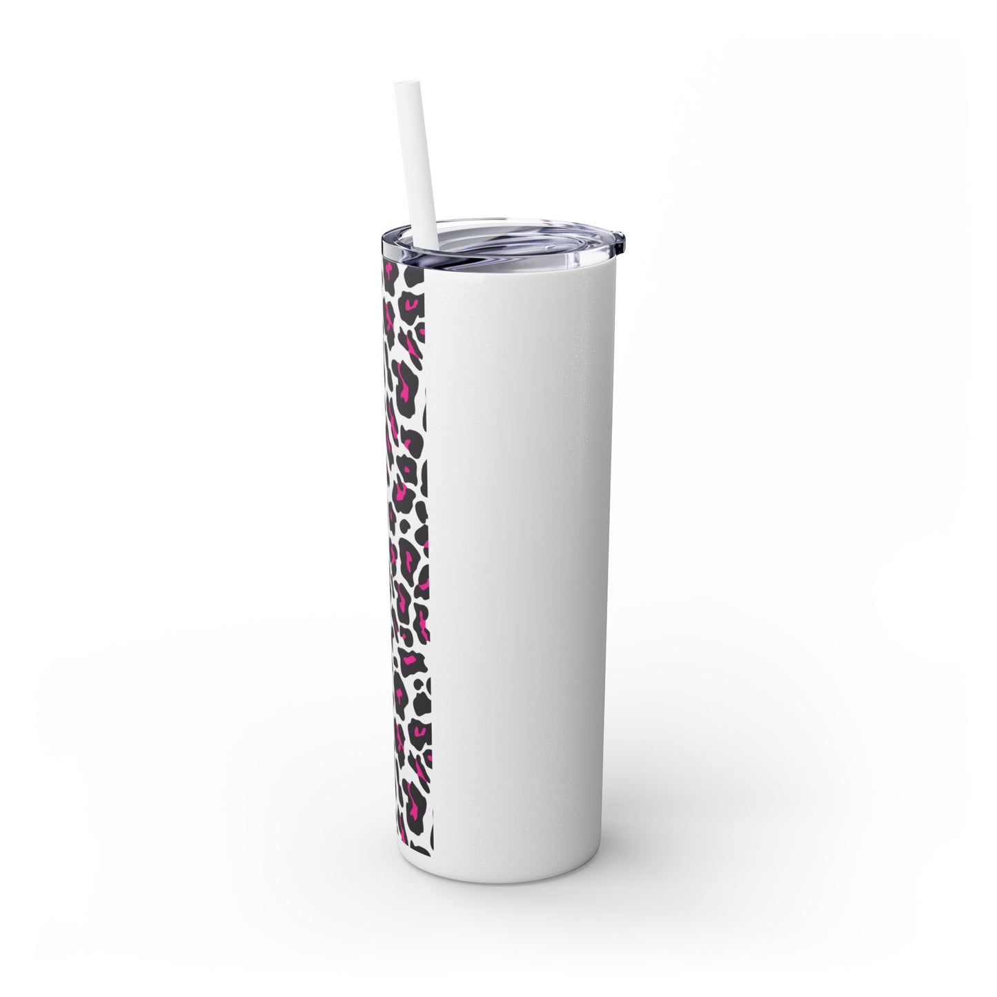 Leopard Print Skinny Tumbler with Straw, 20oz - Perfect for Travel, Gifts, and Everyday Hydration, Stylish Drinkware, Animal Print Tumbler