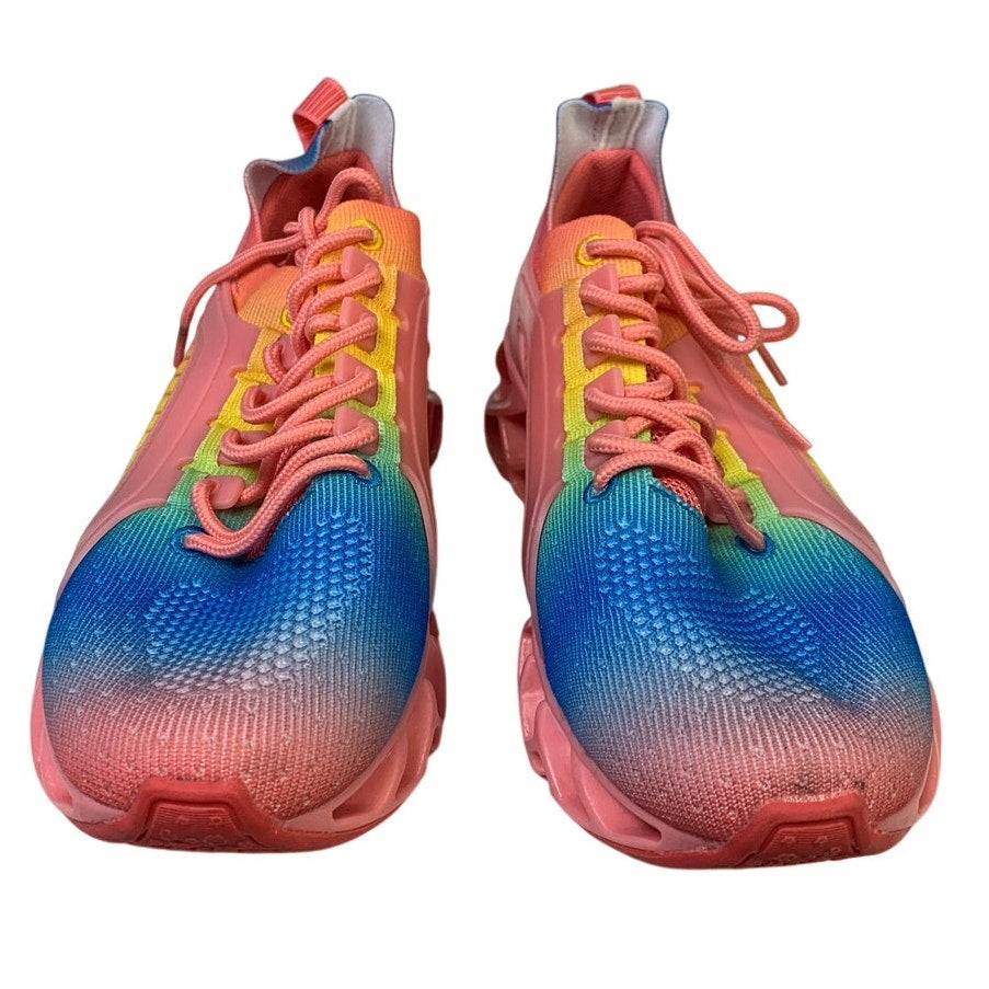 Womens Size 8 Rainbow Sneakers Lace Up Low Top Round Toe Athletic Shoes
