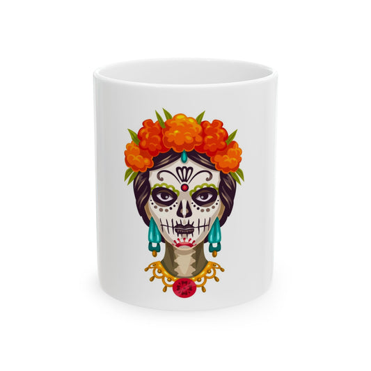 Day of the Dead Ceramic Mug | Día de Muertos Sugar Skull Coffee Cup | Floral Design | Halloween Decor | Unique Gift | Home & Kitchen