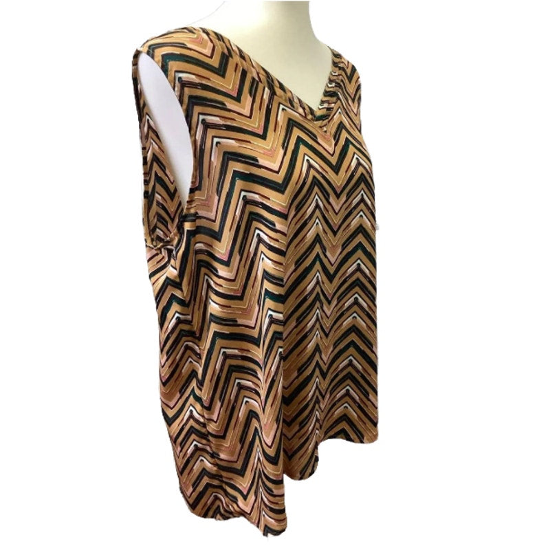 Maurices Womens XXL Sleeveless Polyester Chevron Stripe V-Neck Flowy Tank Top
