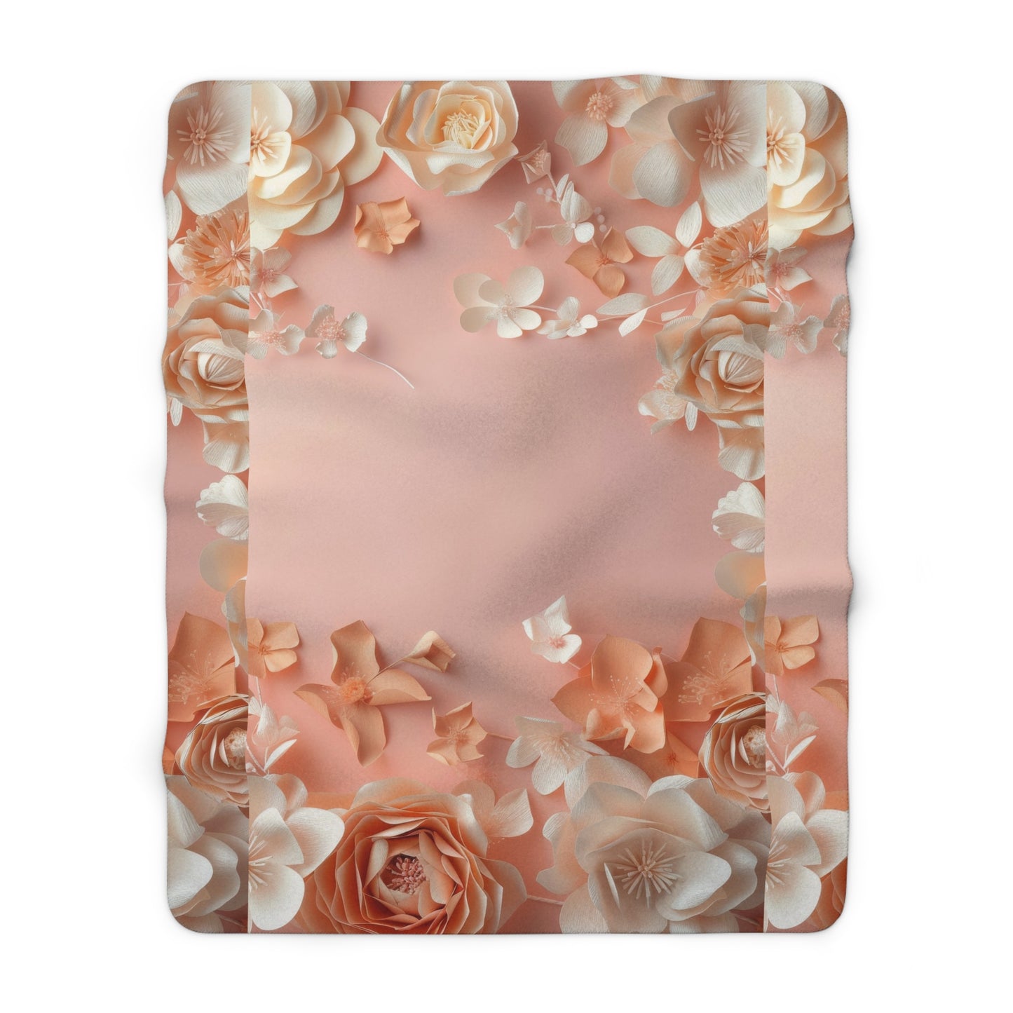 Blush Rose Floral Sherpa Blanket Peach Vintage Flower Pattern