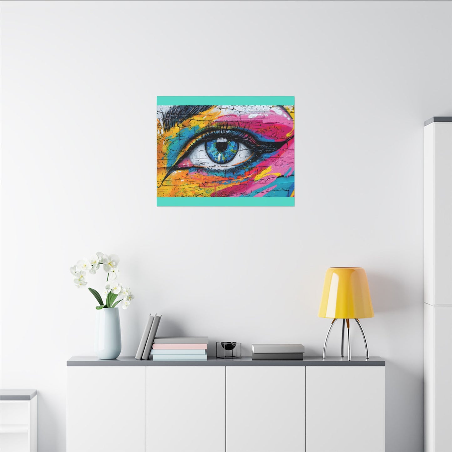 Colorful Eye Street Art Matte Canvas Print